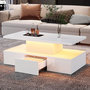 Voir la diapositive 2 : MERAX Table basse rectangulaire blanc avec 1 tiroir - 50x100 cm led panneau de particules