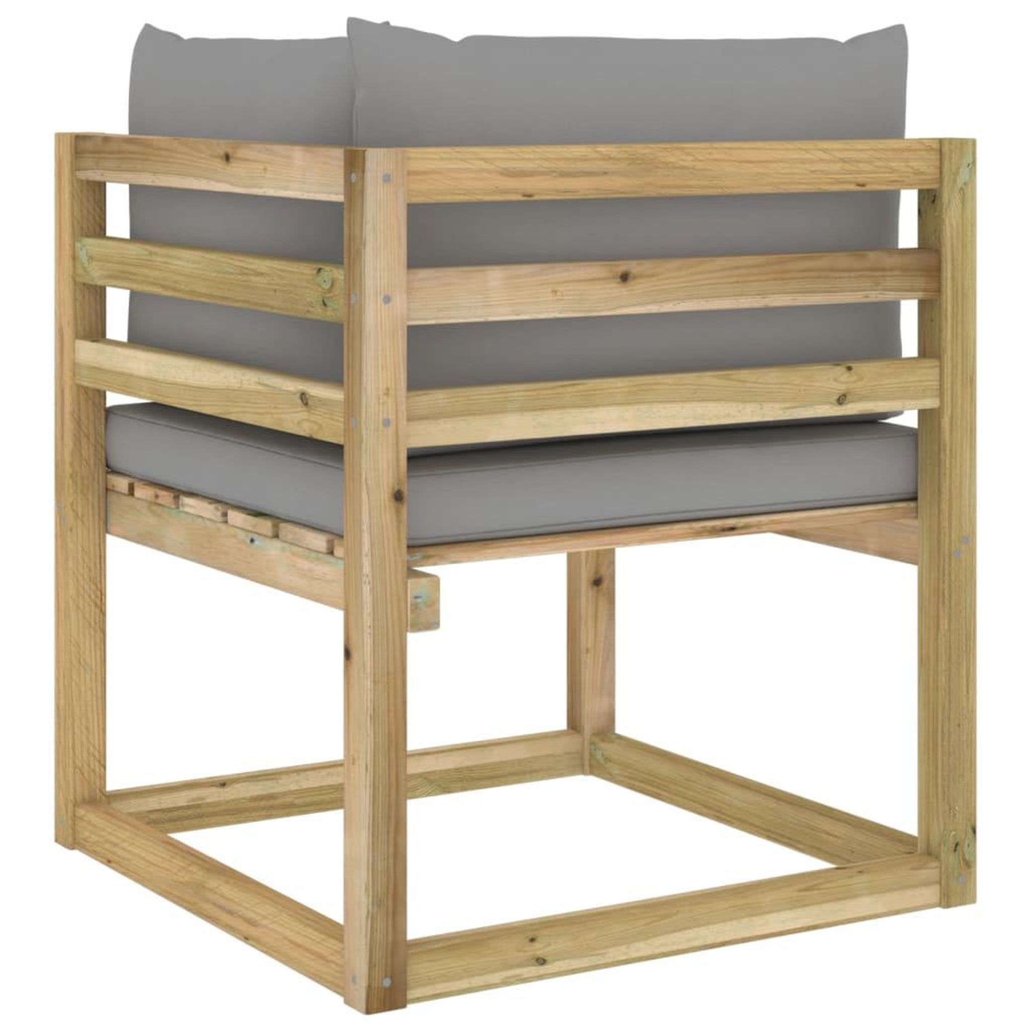 Voir la diapositive 5 : VIDAXL Canape d'angle de jardin avec coussins Bois impregne de vert
