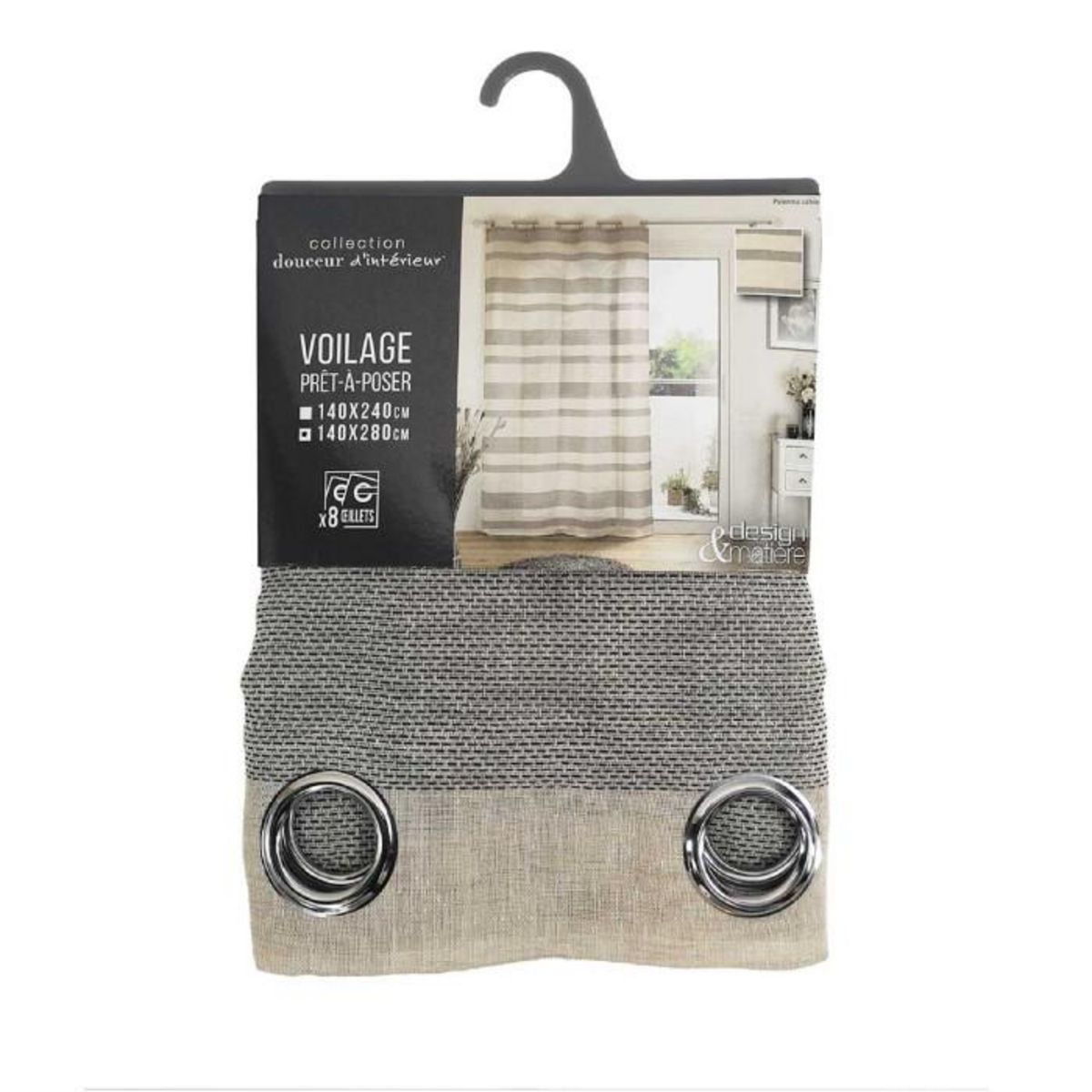 Paris Prix Rideau Voilage à Œillets  Palerma  140x280cm Sable