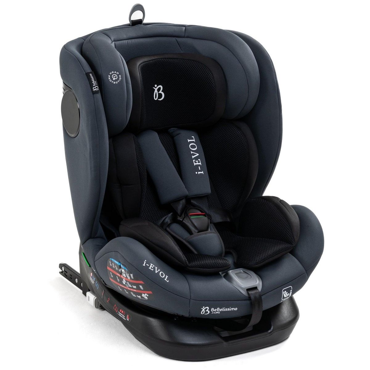 BEBELISSIMO Bebelissimo - Siège auto Isofix - pivontant 360 ° - 40-150 cm -  0-36kg  i- Evol - gris foncé