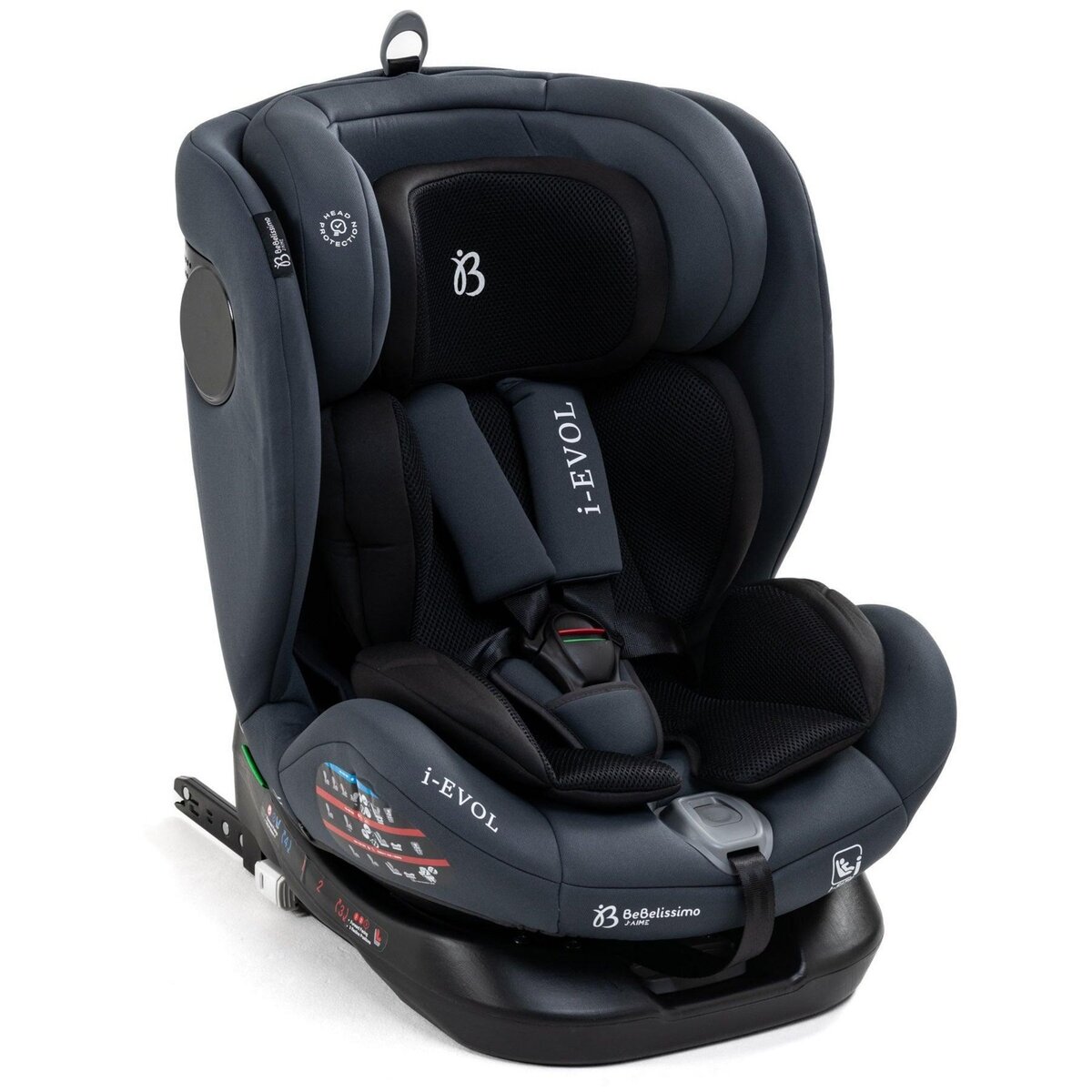 BEBELISSIMO Bebelissimo - Siège auto Isofix - pivontant 360 ° - 40-150 cm -  0-36kg  i- Evol - gris foncé