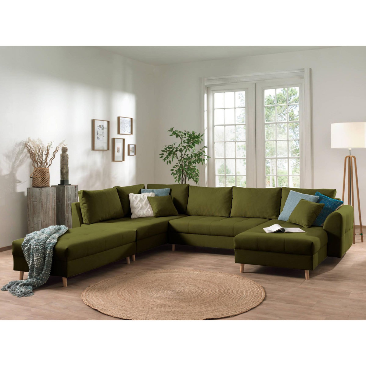 LISA DESIGN Rune - canapé panoramique avec pouf d'appoint - 7 places - style scandinave - gauche