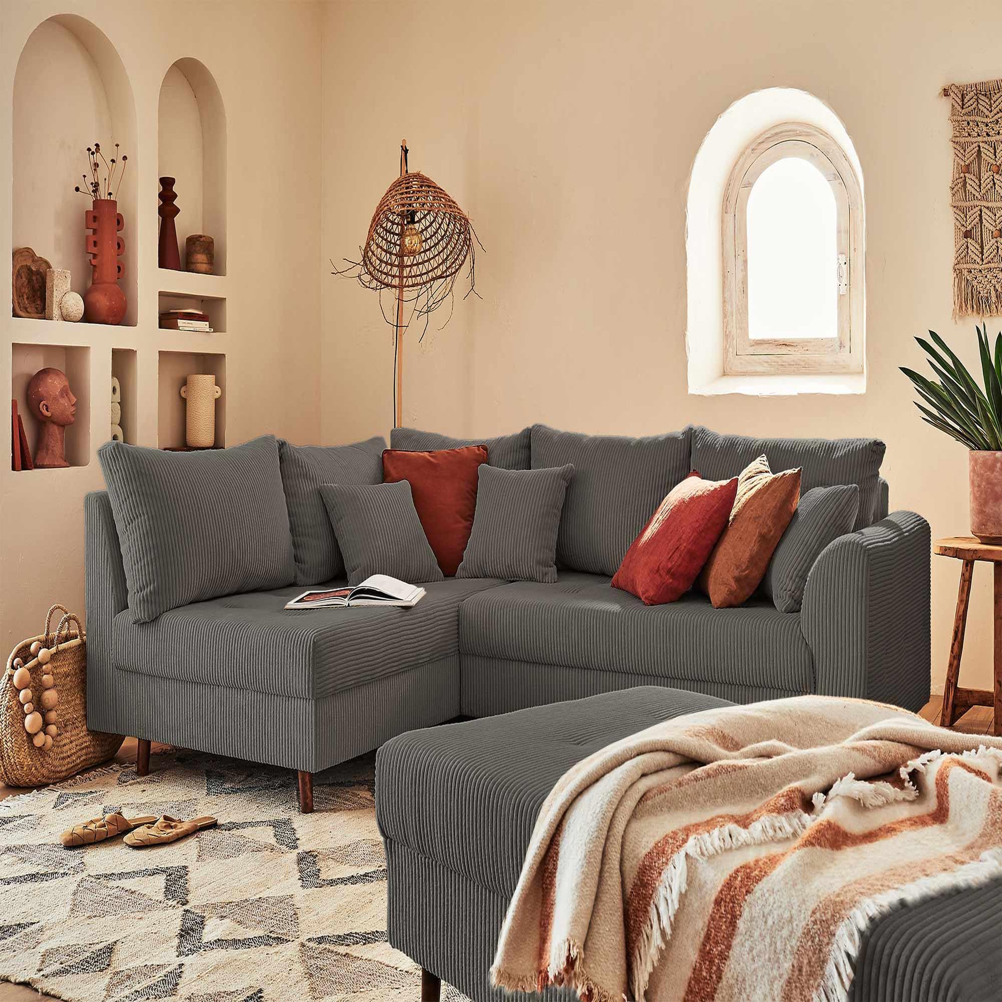 Voir la diapositive 6 : LISA DESIGN Rune - pouf modulable - en velours côtelé