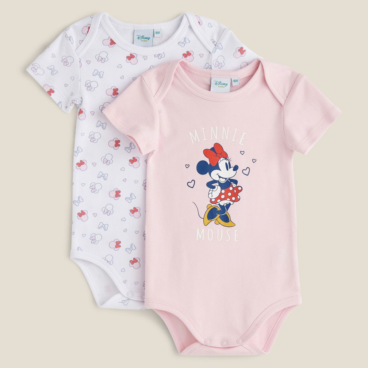 INEXTENSO Lot de 2 bodies manches courtes bébé fille