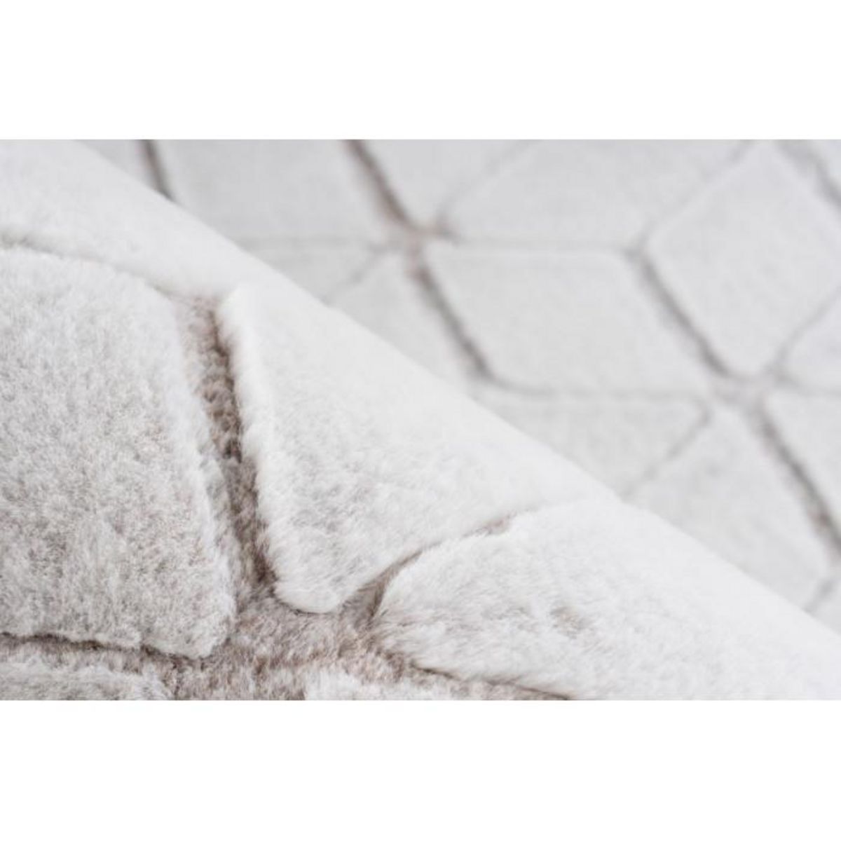 Paris Prix Tapis Shaggy Effet 3D  Vivica  Blanc & Taupe