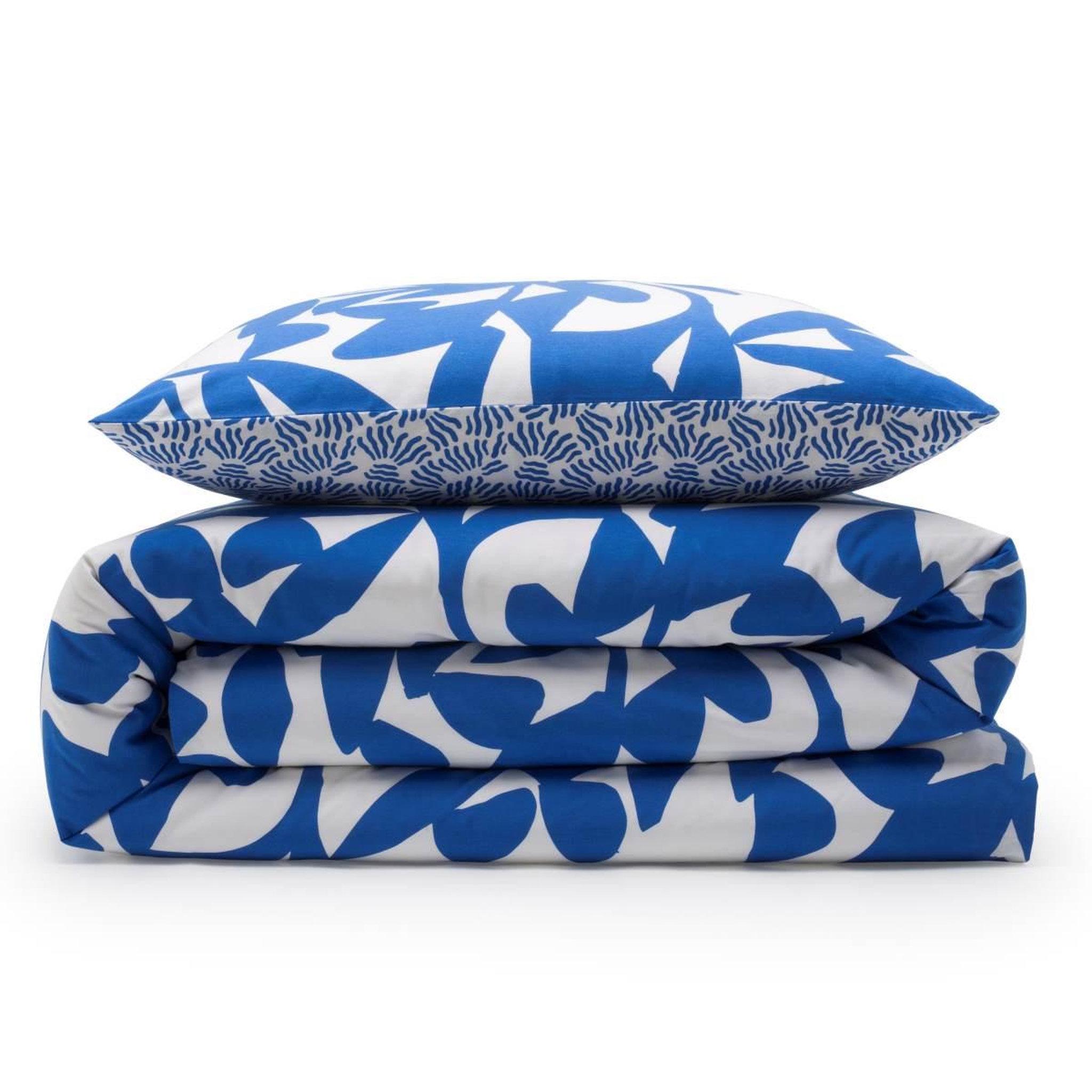 Voir la diapositive 3 : FUTURE HOME Parure de lit 2 personnes en coton 57 fils imprimé bleu