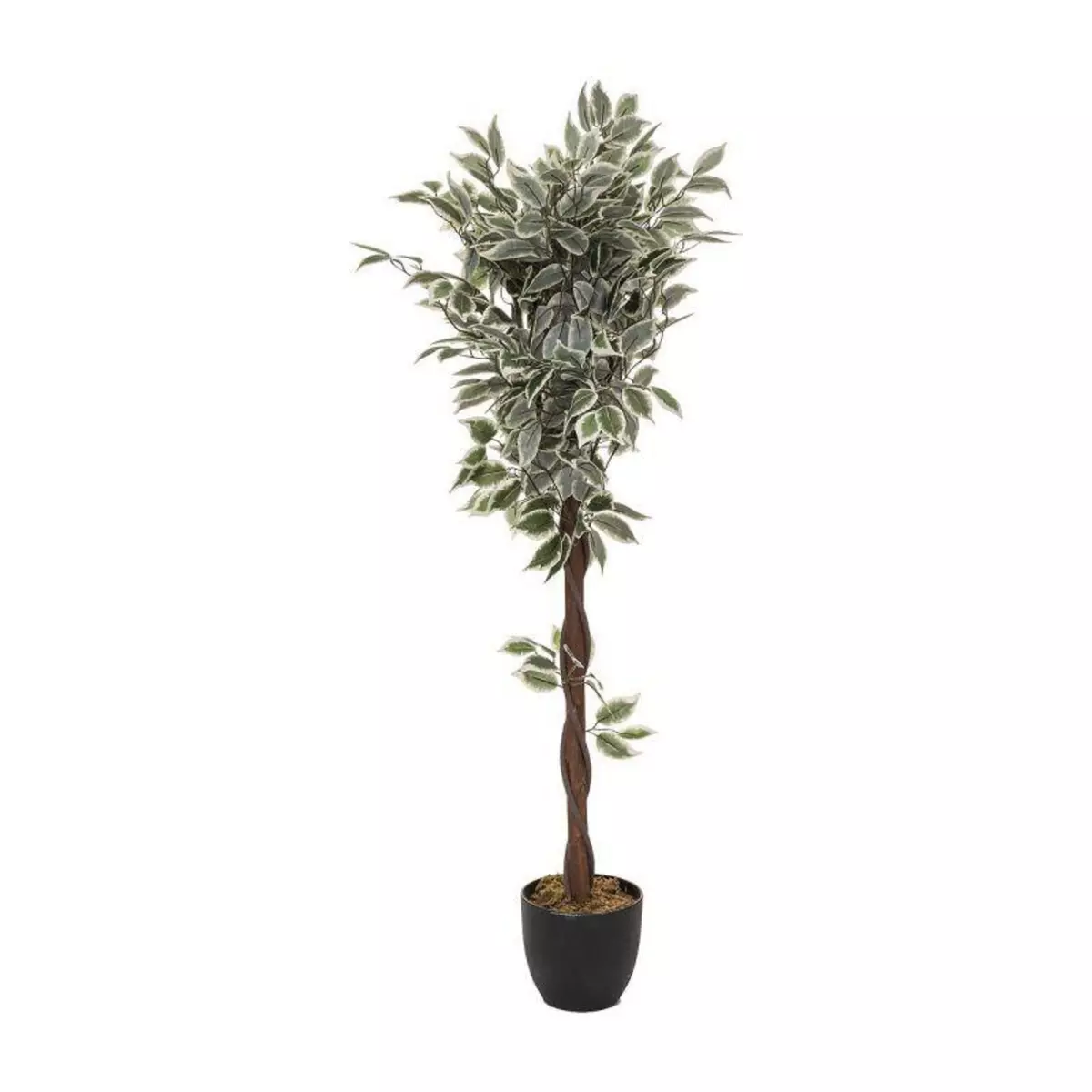  Plante Artificielle en Pot  Ficus  120cm Vert & Noir