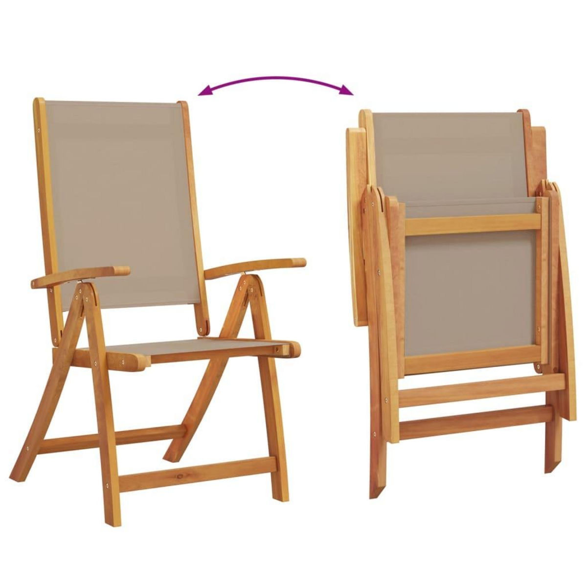 VIDAXL Chaises pliables de jardin lot de 4 bois d'acacia et textilene
