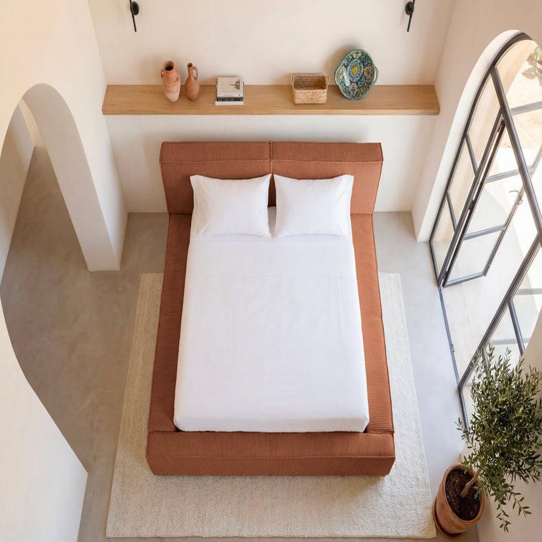 Voir la diapositive 5 : CASANOVA PARIS NOTO - Lit coffre petit velours côtelé Terracotta