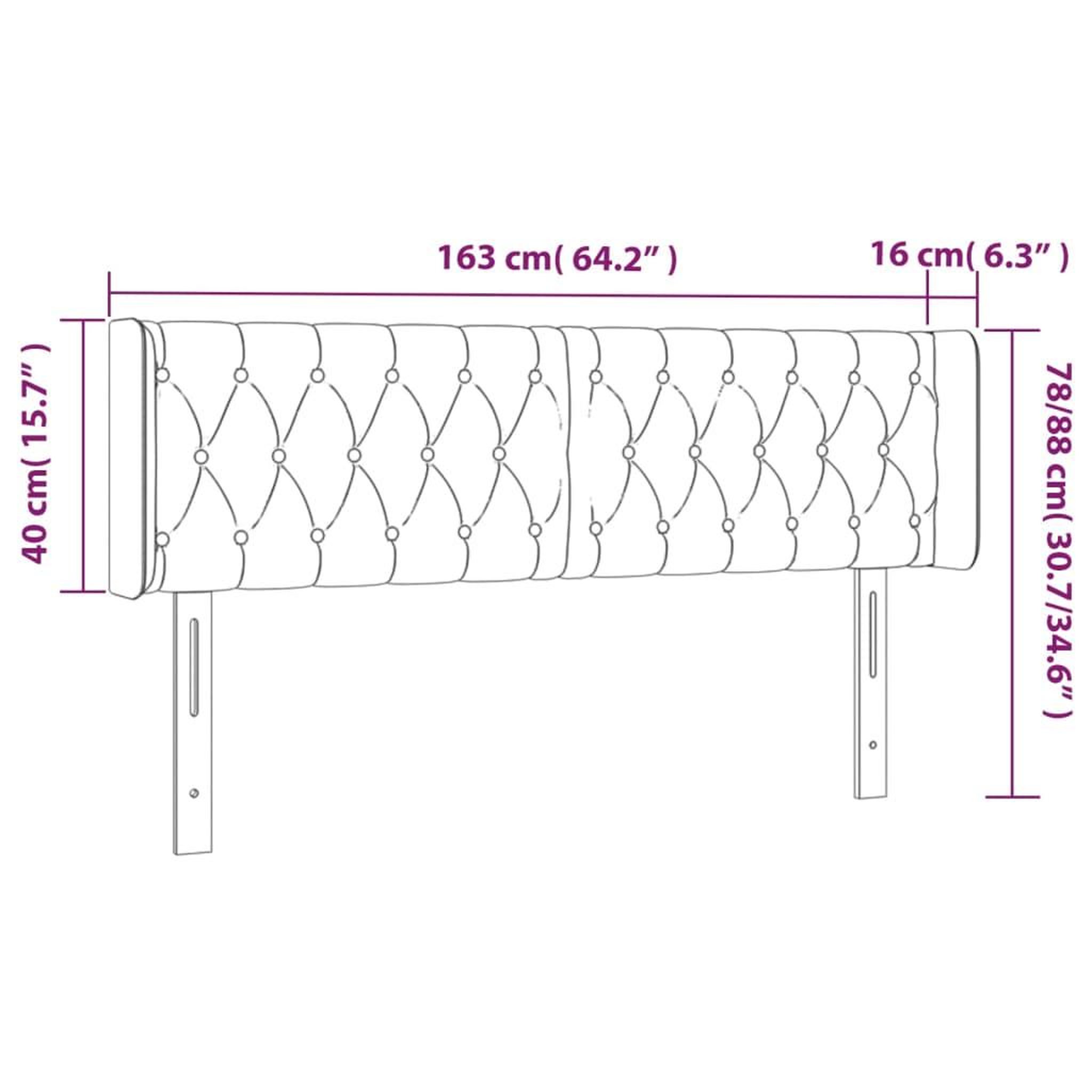 Voir la diapositive 6 : VIDAXL Tete de lit avec oreilles Bleu 163x16x78/88 cm Tissu