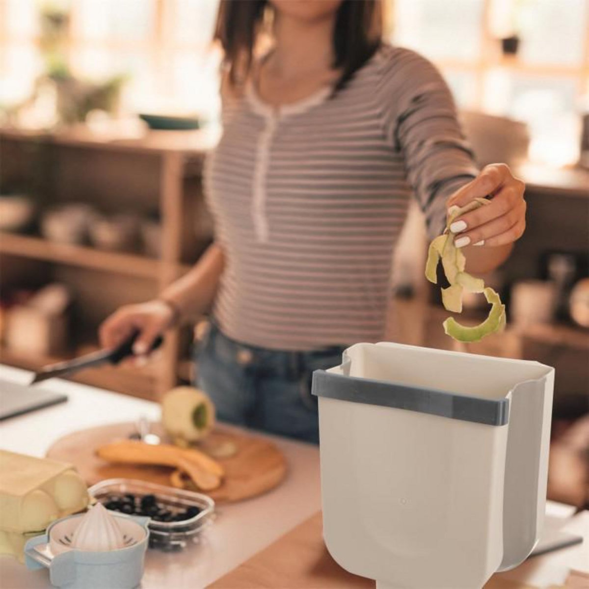 Paris Prix Poubelle Rétractable  Suspendue  4L Blanc