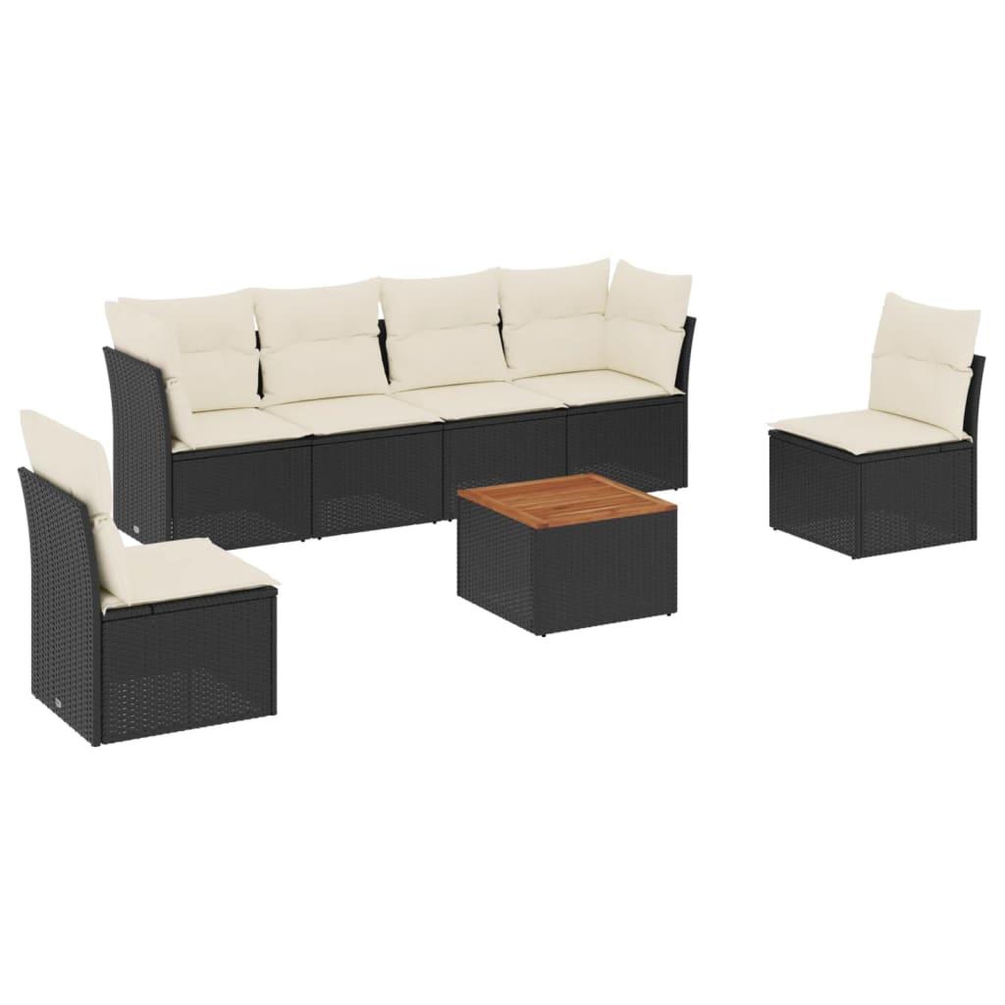 Voir la diapositive 2 : VIDAXL Salon de jardin 7 pcs avec coussins noir resine tressee