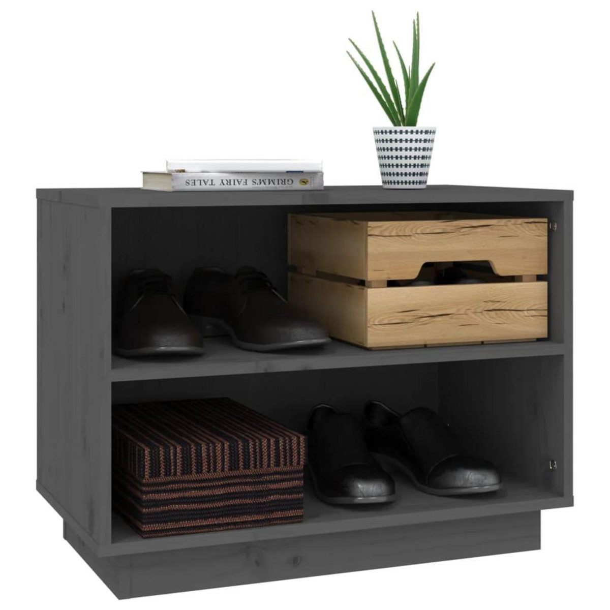VIDAXL Armoire a chaussures Gris 60x34x45 cm Bois de pin massif