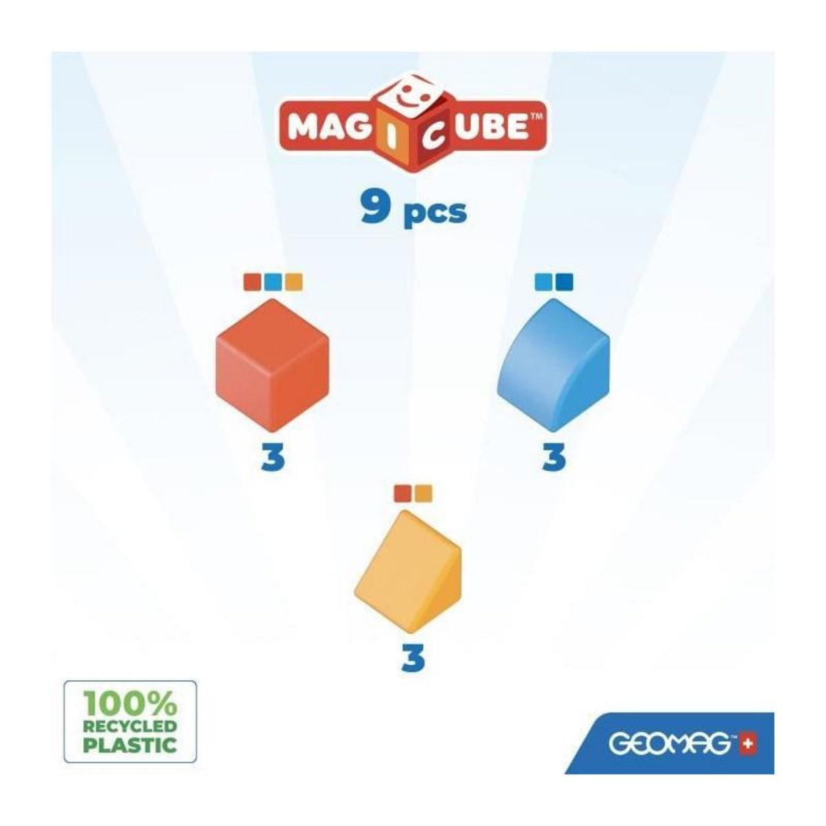 Geomag Blocs magnétiques - GEOMAG - Magicube 208 - 9 pieces - Formes variées - Animaux - Plastique recyclé
