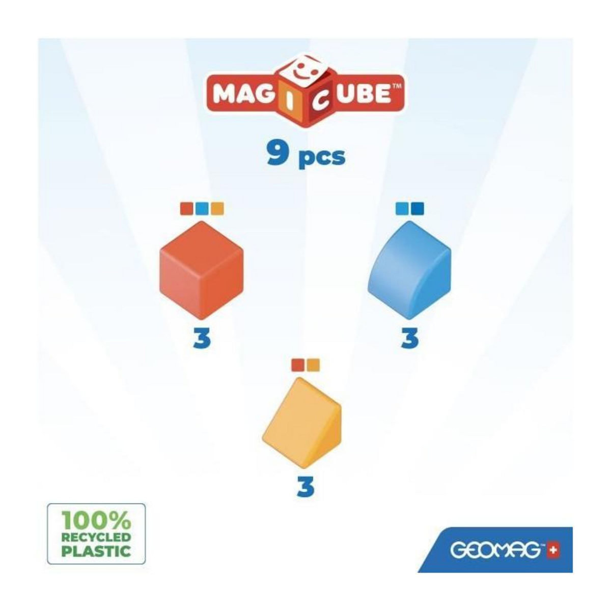 Geomag Blocs magnétiques - GEOMAG - Magicube 208 - 9 pieces - Formes variées - Animaux - Plastique recyclé