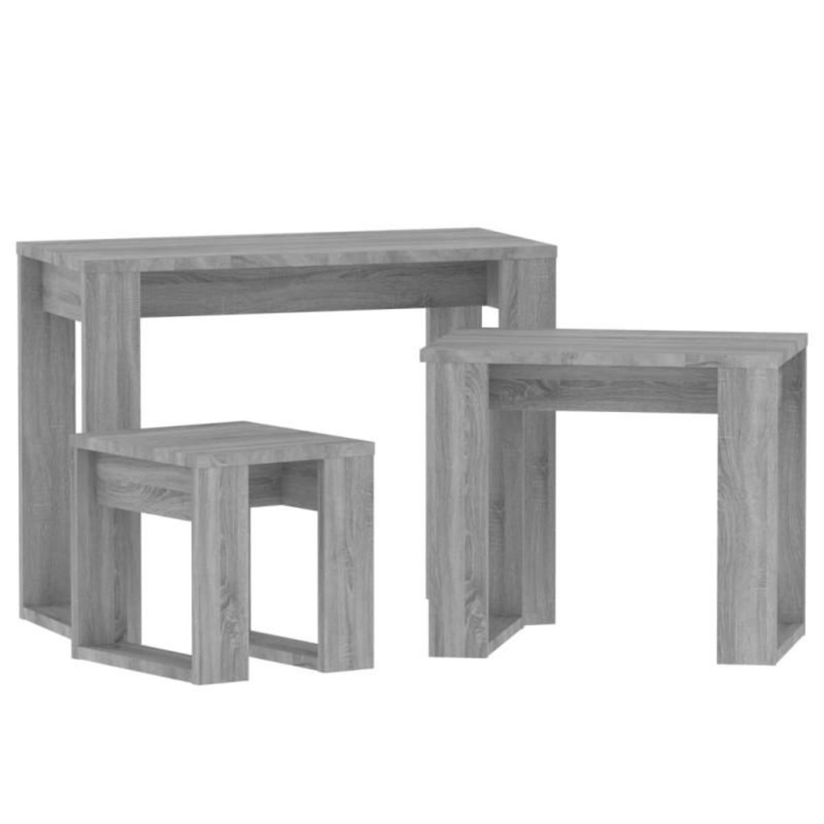 VIDAXL Tables gigognes 3 pcs Sonoma gris Bois d ingénierie