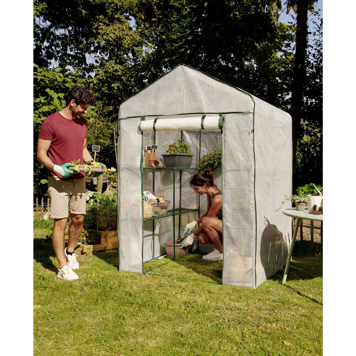 GARDENSTAR Serre de jardin à semis - Blanc - 19,6m²