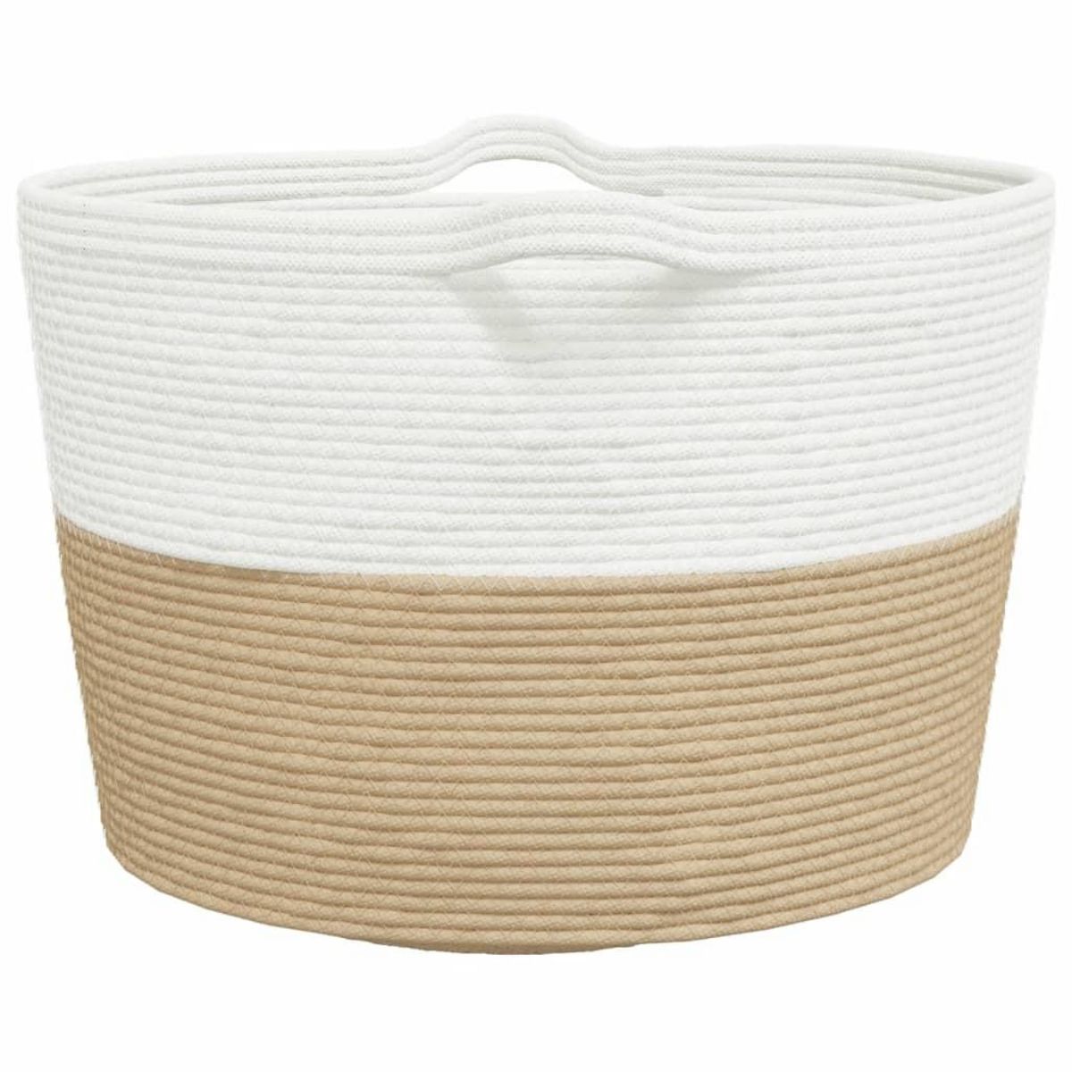 VIDAXL Panier a linge beige et blanc Ø60x36 cm coton