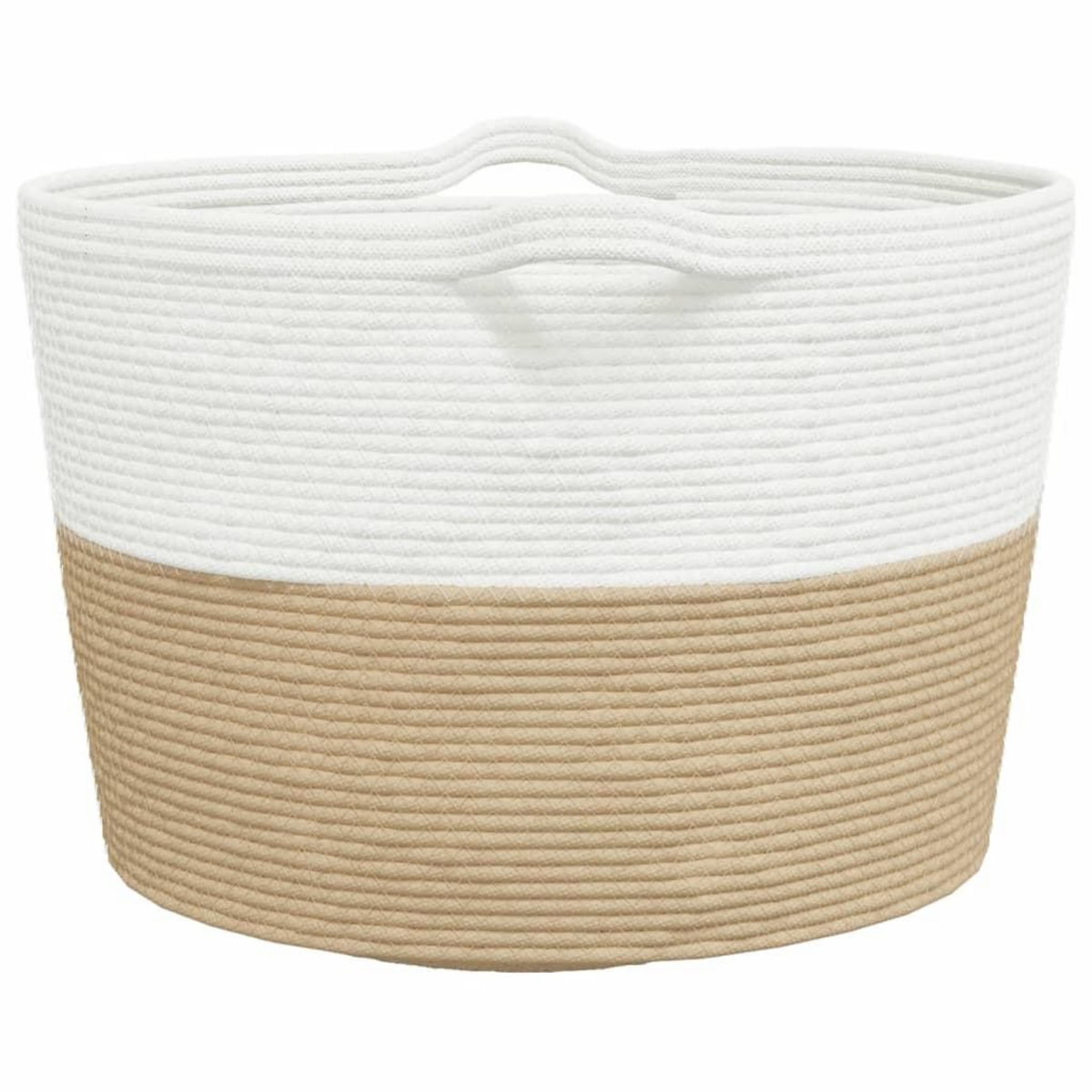 VIDAXL Panier a linge beige et blanc Ø60x36 cm coton