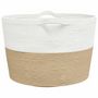 Voir la diapositive 5 : VIDAXL Panier a linge beige et blanc Ø60x36 cm coton