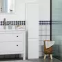 KLEANKIN Meuble colonne rangement salle de bain 2 placards 3 étagères style contemporain blanc