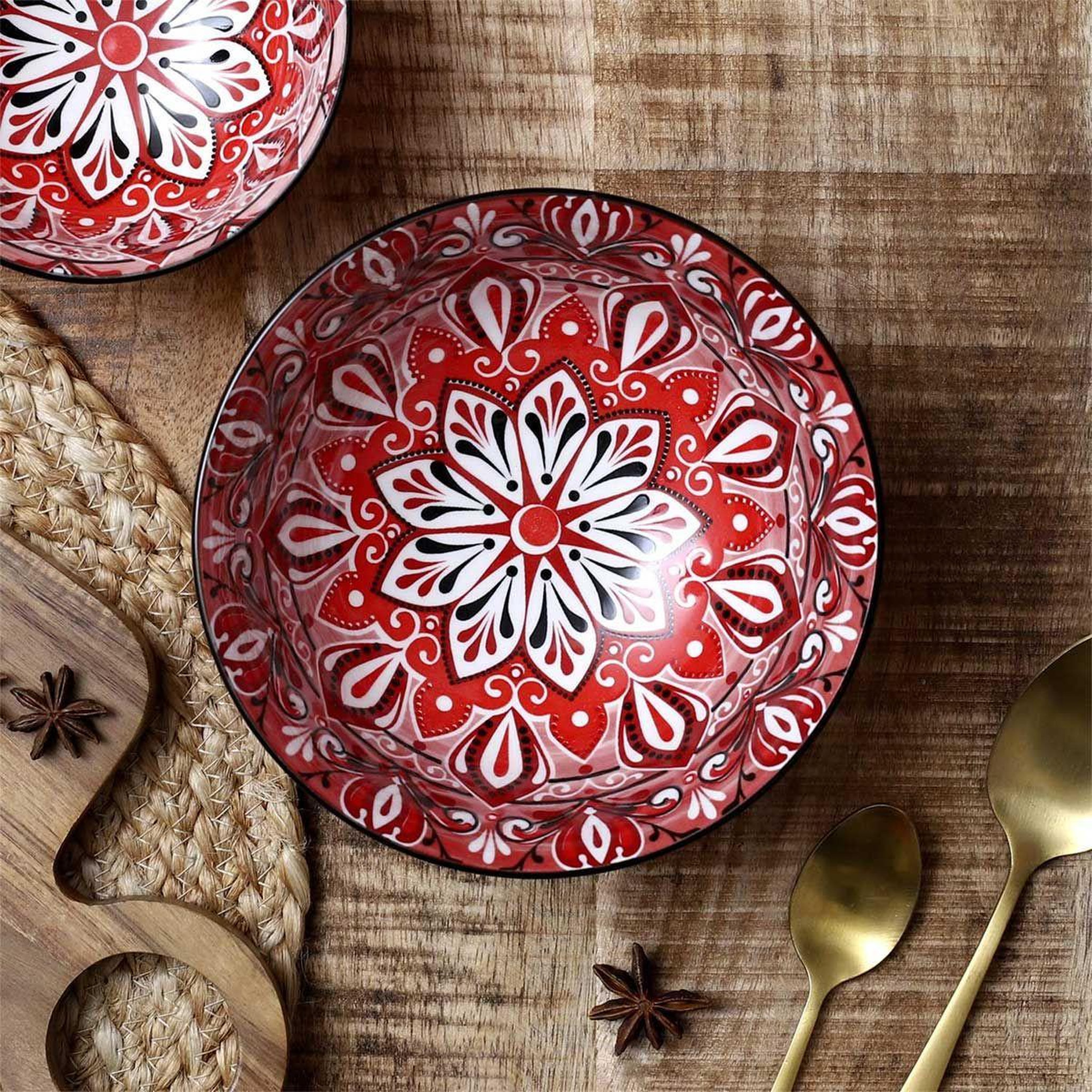 Voir la diapositive 3 : The Home Deco Factory Saladier en porcelaine  jaipur  21cm rouge