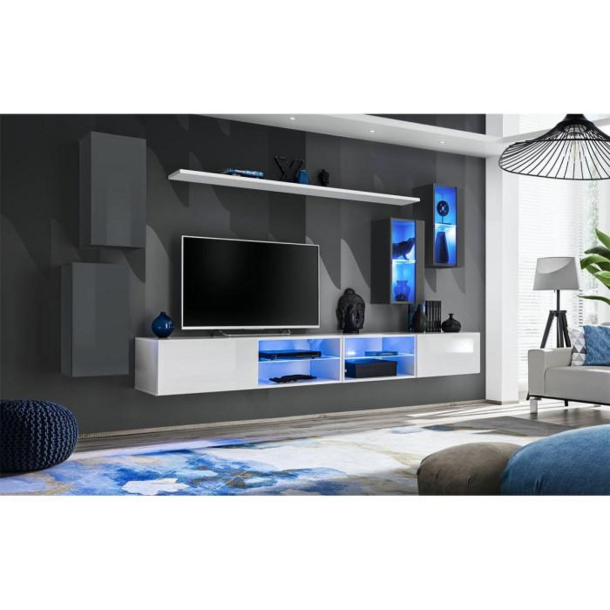 Paris Prix Ensemble Meuble TV  Switch XXV  280cm Gris & Blanc