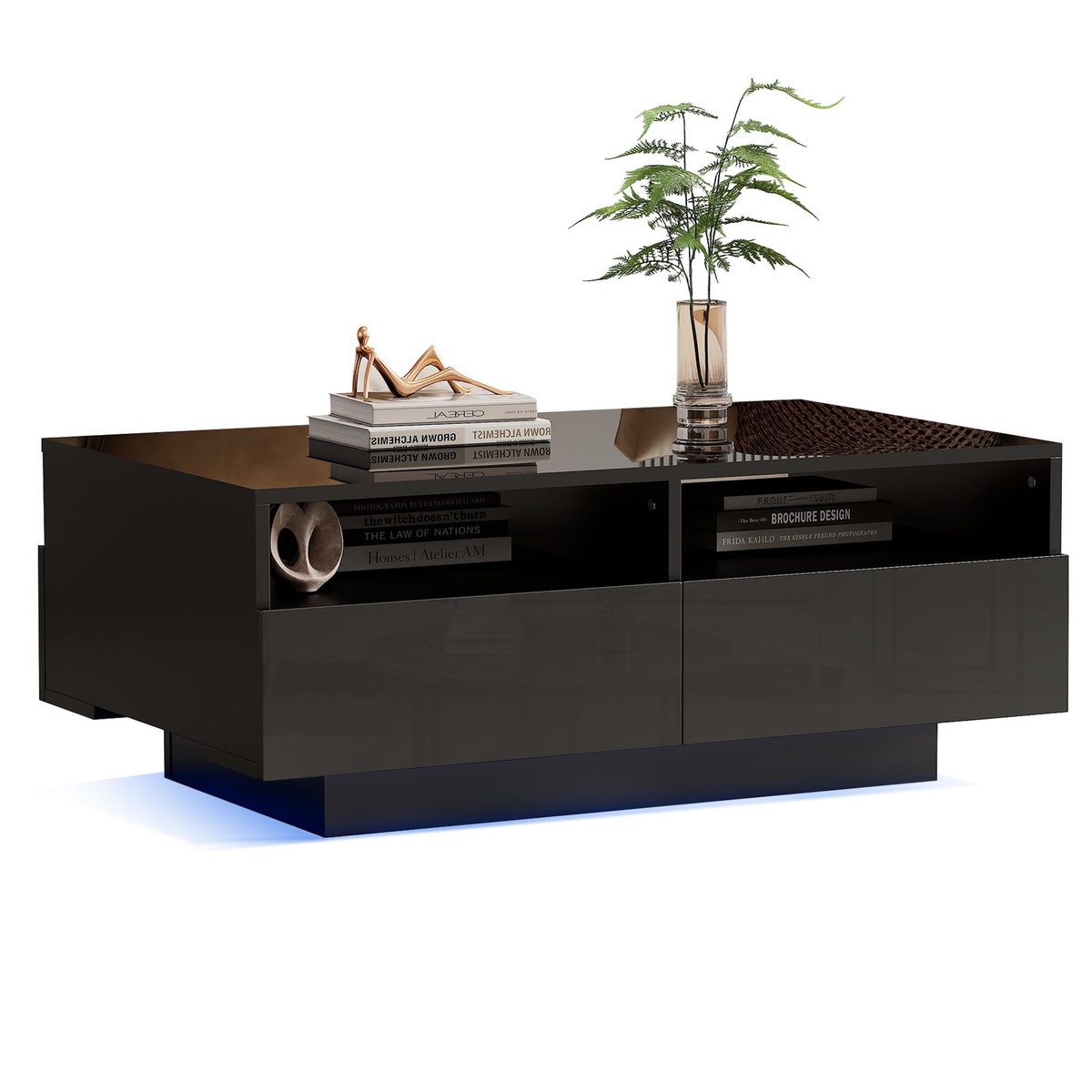 Merax Table basse blanche brillante carrée avec plateau pivotant, table d'appoint blanche avec éclairage LED 16 couleurs, style techno, table basse, 70 x 70 x 36 cm Merax Table basse blanche brillante carrée avec plateau pivotant, table d'appoint blanche avec éclairage LED 16 couleurs, style techno, table basse, 70 x 70 x 36 cm