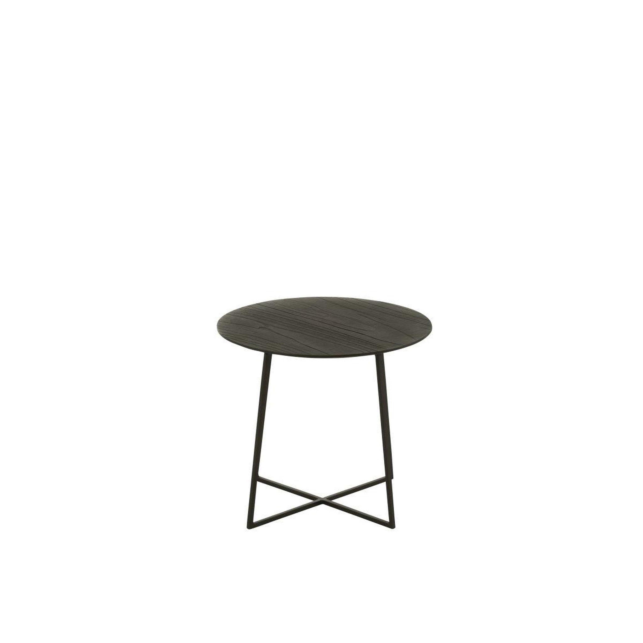 Voir la diapositive 2 : J-LINE Table d'appoint en teck  lucille  45cm noir