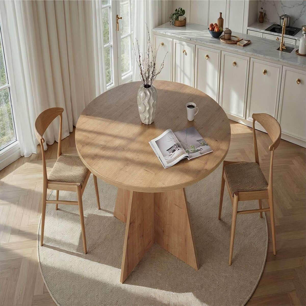 Habitat et Jardin Table à manger en bois  Virella  - 120 x 120 x 75 cm - Chêne Saphir