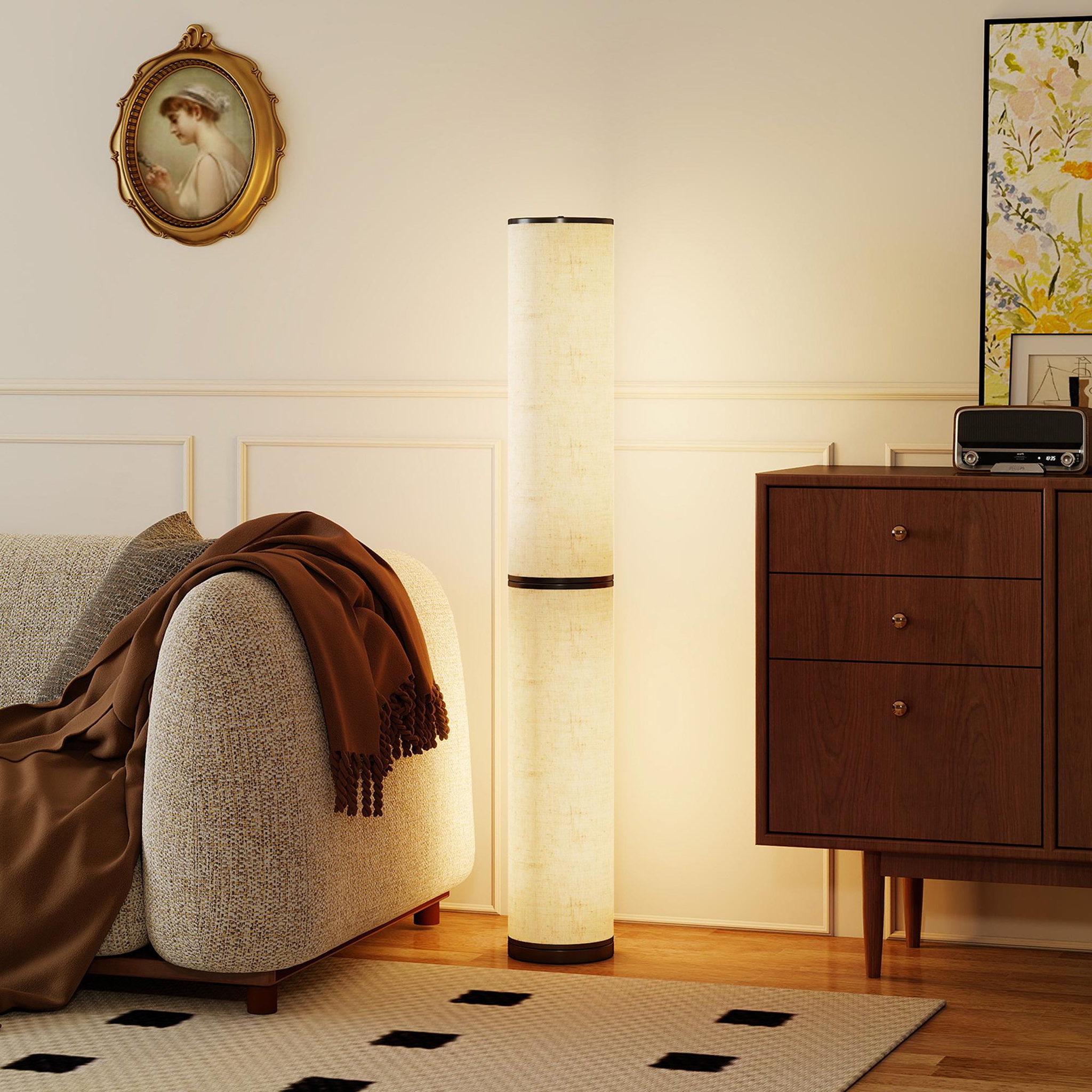 Voir la diapositive 4 : HOMCOM Lampadaire tube led droit dimmable réglable 30w h.135cm avec télécommande acier lin beige