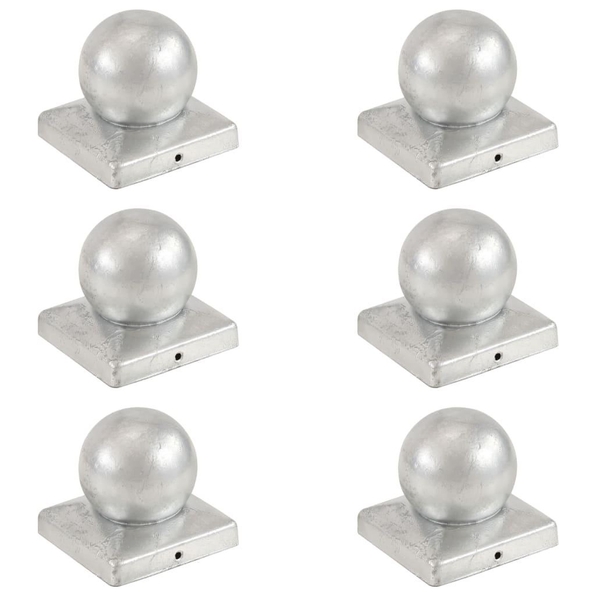 VIDAXL Bouchons de poteau 6 pcs globe final metal galvanise 101x101 mm