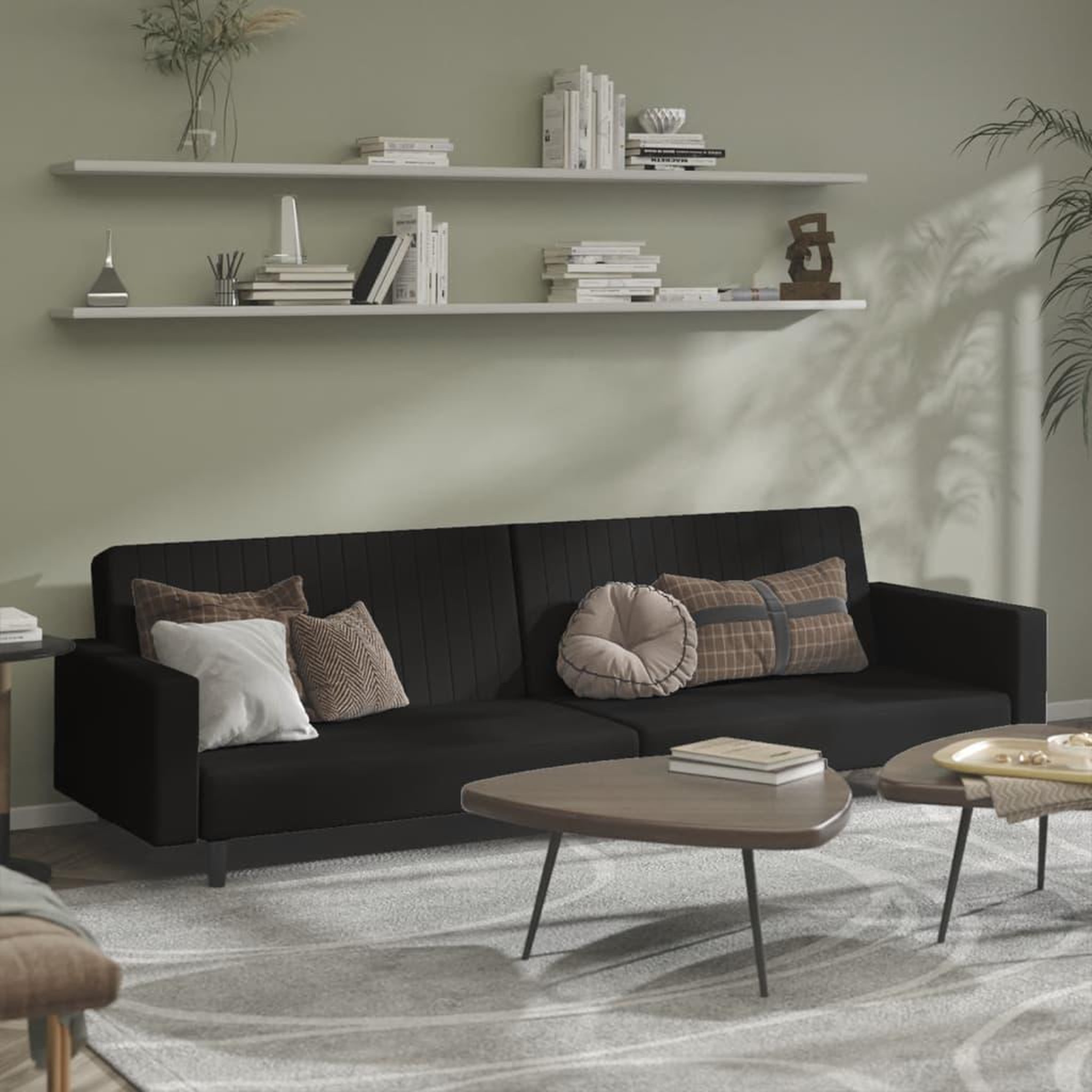 VIDAXL Canape-lit 2 places noir velours