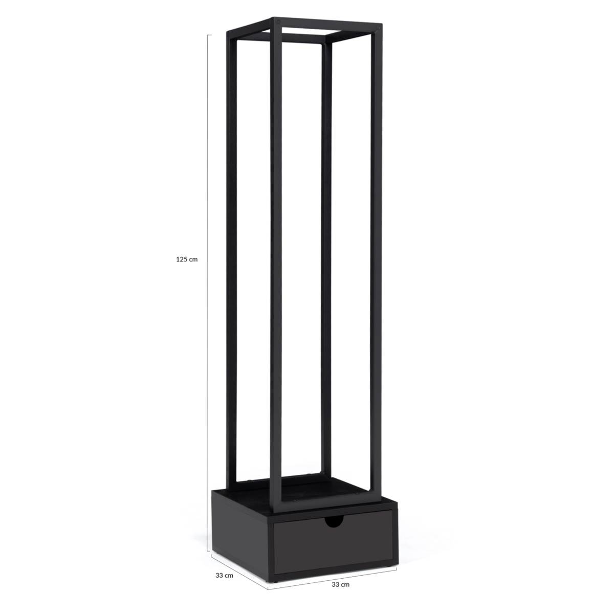 ID MARKET Range bûches vertical acier noir H. 125 CM avec tiroir pour cheminée
