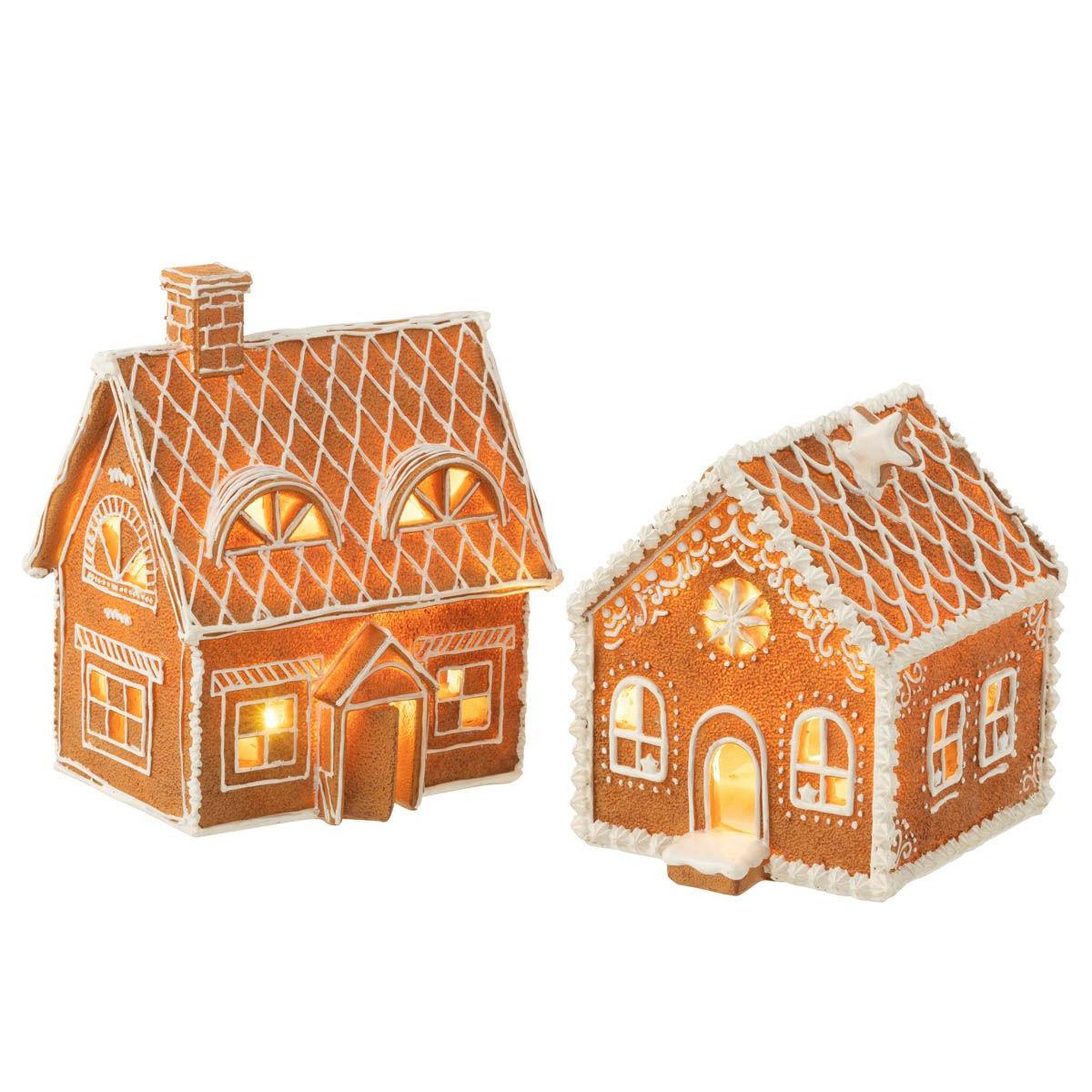 Voir la diapositive 5 : J-LINE Décoration de noël  maison pain d'épice  22cm marron