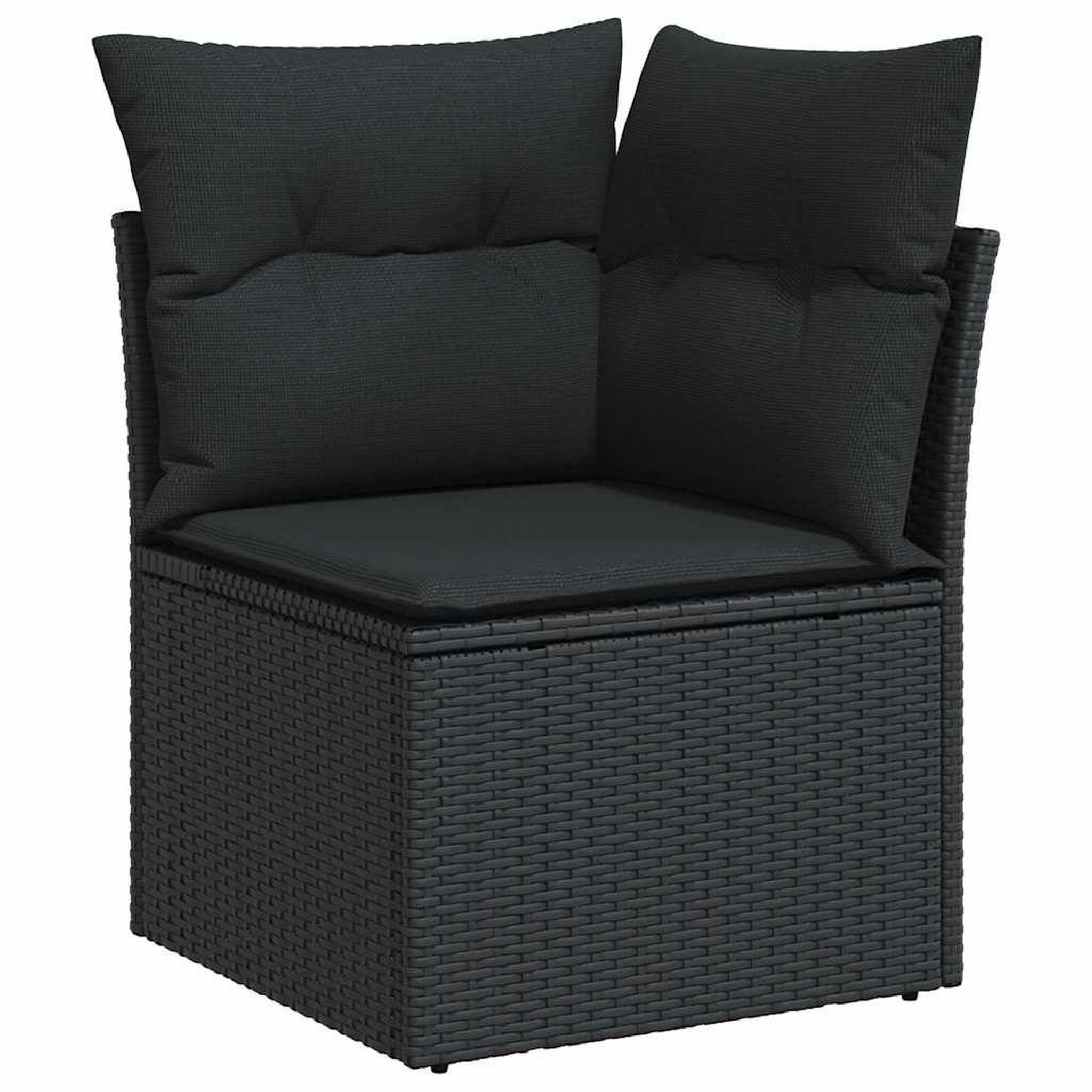 Voir la diapositive 3 : VIDAXL Salon de jardin 7 pcs avec coussins noir resine tressee