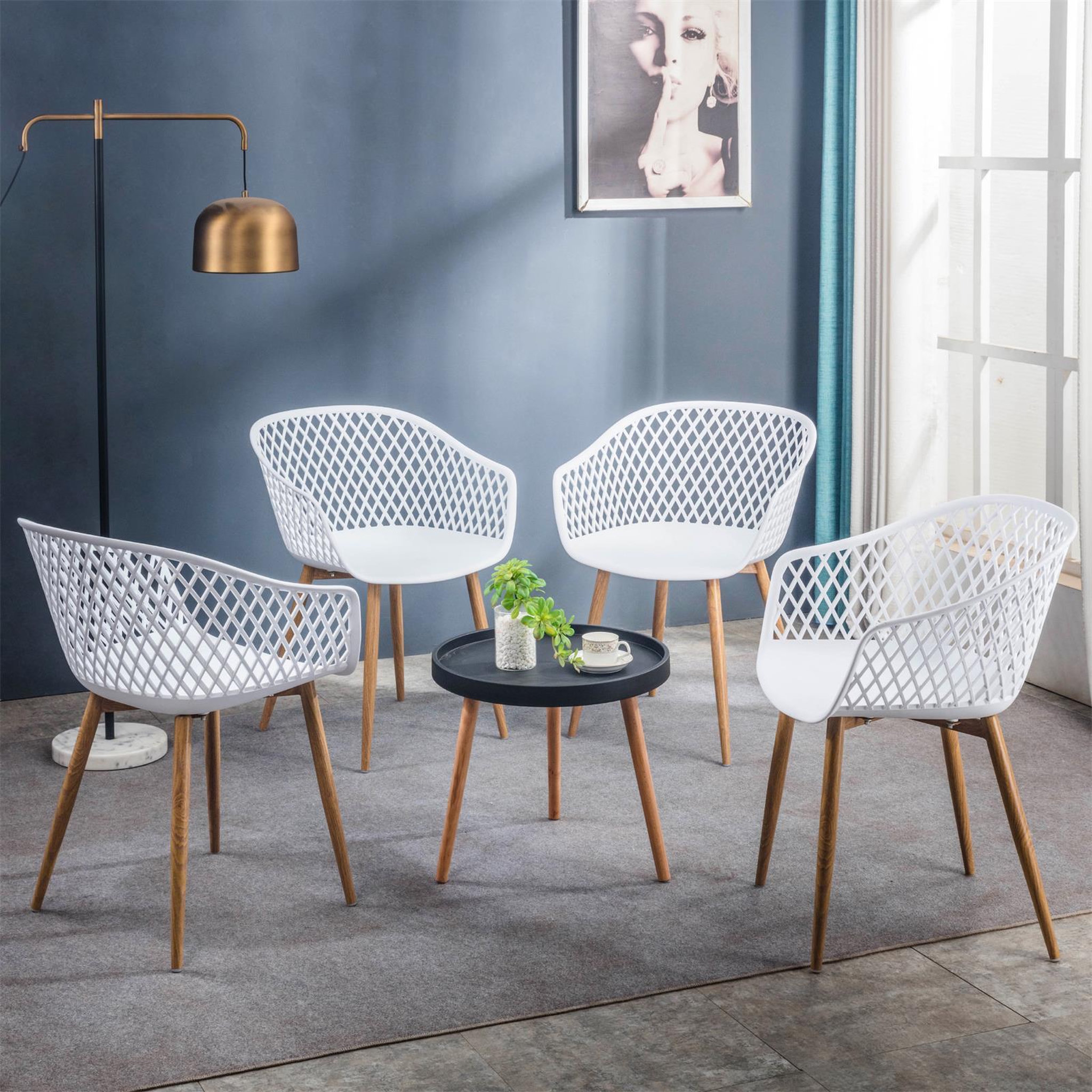 Voir la diapositive 3 : IDIMEX Lot de 4 chaises MADEIRA style scandinave, pieds en bois