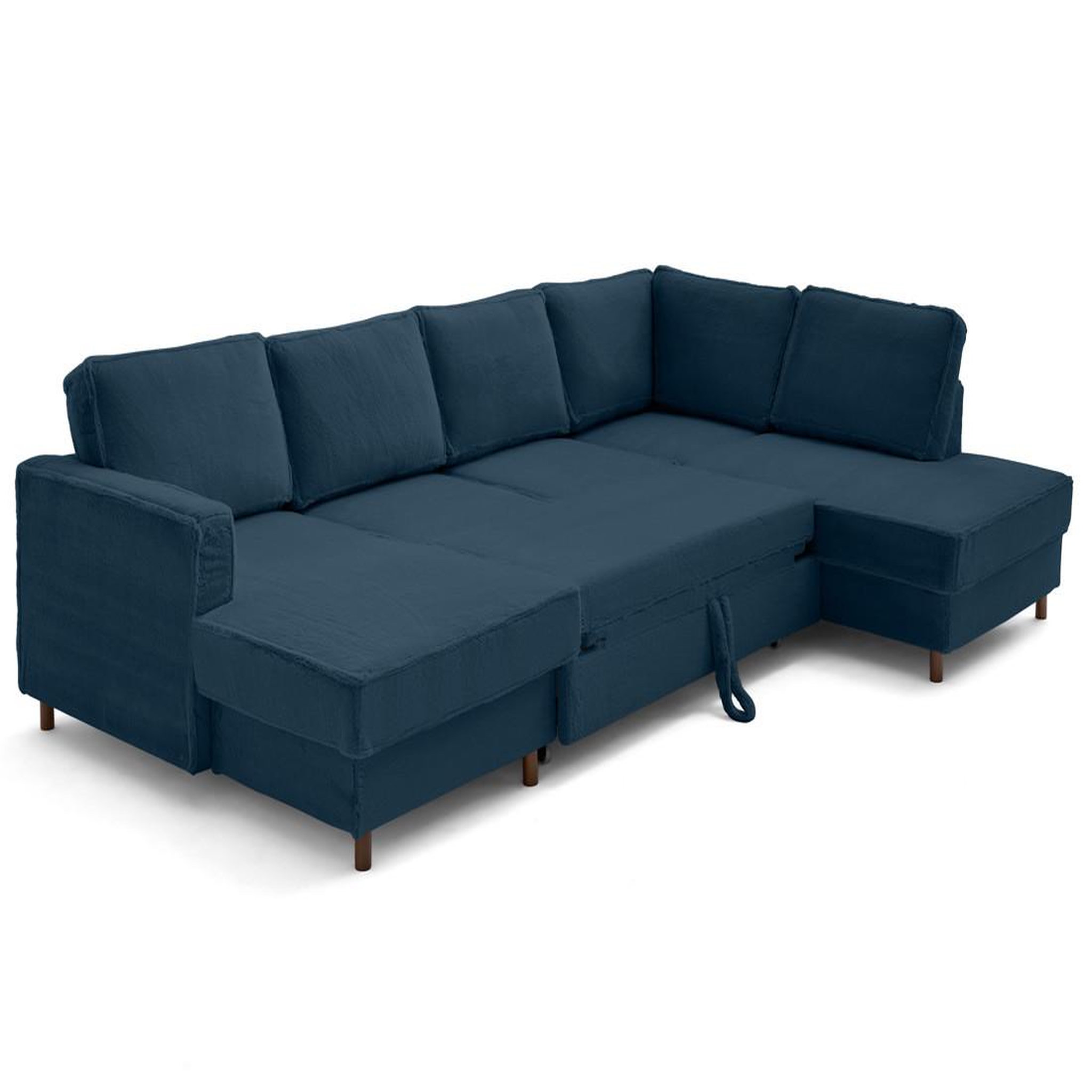 Voir la diapositive 2 : LISA DESIGN Jake - canapé panoramique d'angle droit 7 places convertible avec coffre en fausse fourrure