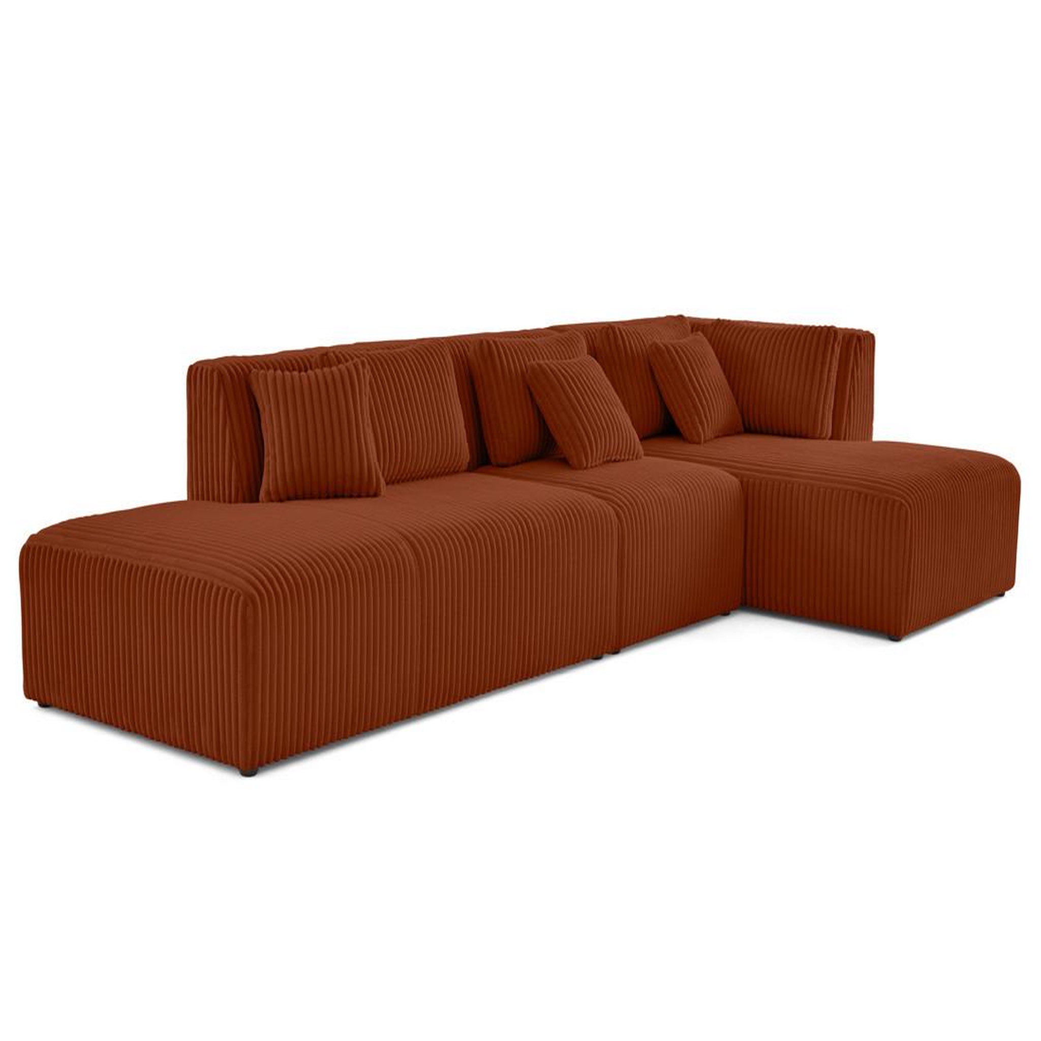 Voir la diapositive 2 : LISA DESIGN Victoire - canapé modulable d'angle droit 5 places en velours côtelé grosses côtes