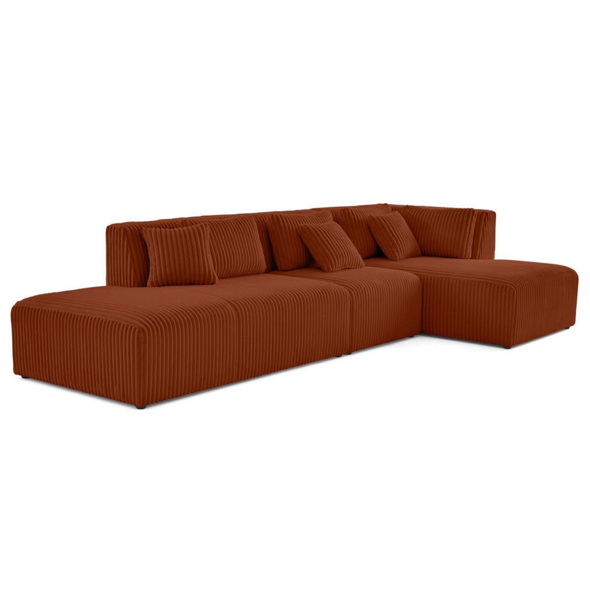 LISA DESIGN Victoire - canapé modulable d'angle droit 5 places en velours côtelé grosses côtes