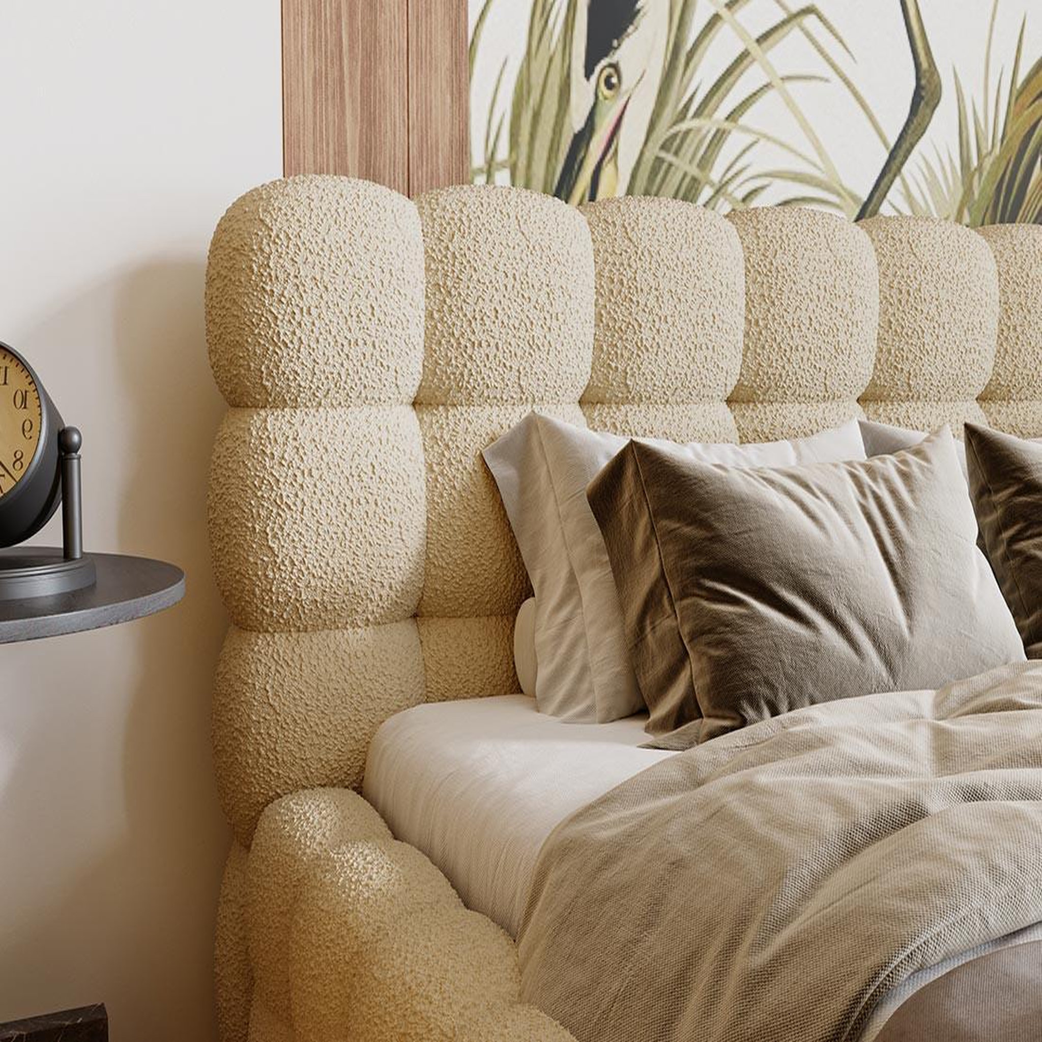 Voir la diapositive 6 : BEST MOBILIER Darling - lit coffre queen size - 160x200 cm - sommier inclus - en tissu bouclette