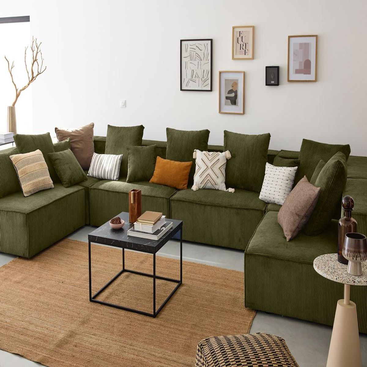 LISA DESIGN Colombine - canapé modulable panoramique - 7 places - en velours côtelé