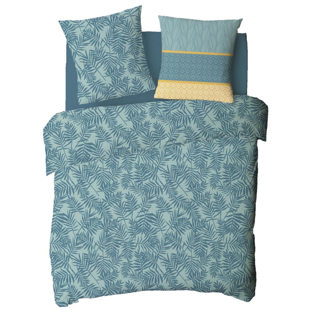 FUTURE HOME Parure de lit 2 personnes en coton 57 fils imprimé vert