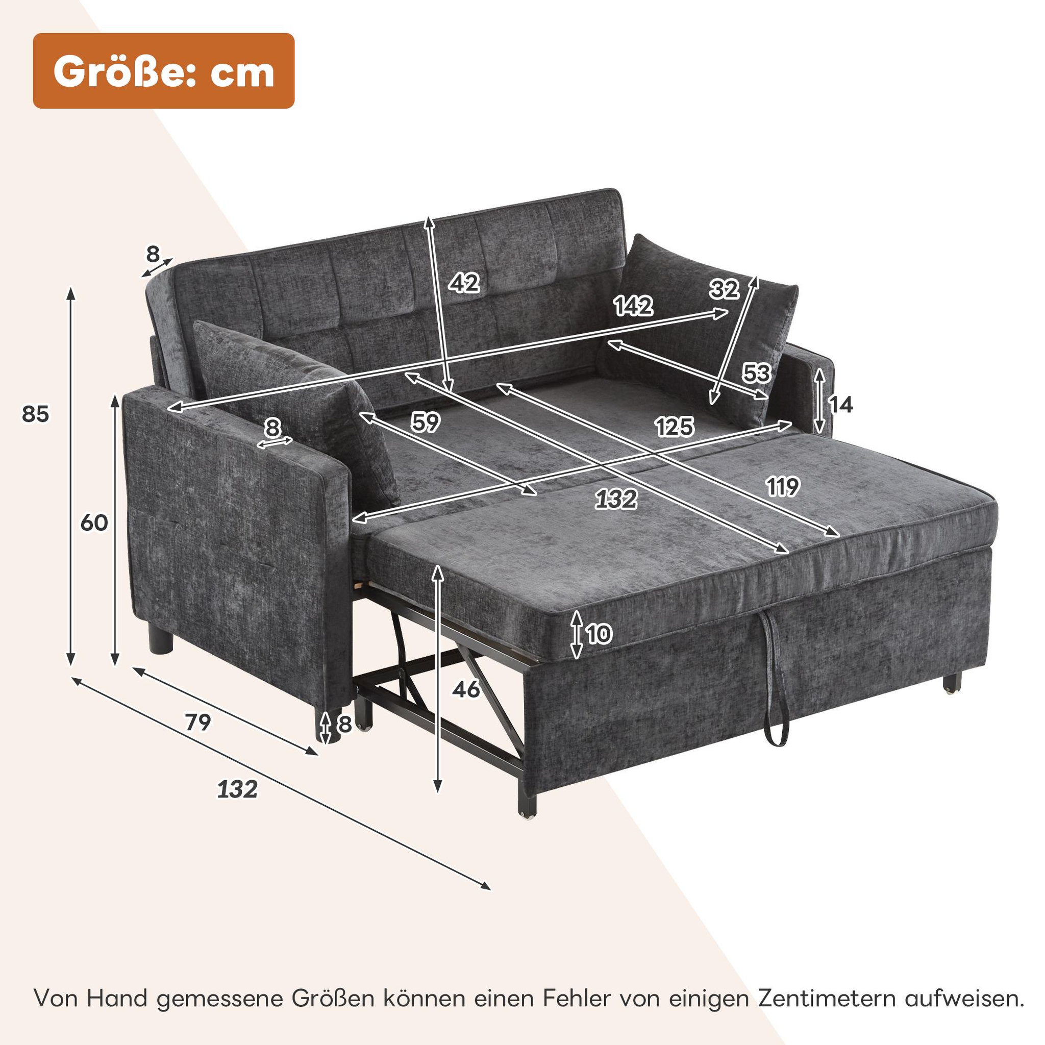 Voir la diapositive 3 : MERAX Canapé droit convertible 2 places tissu
