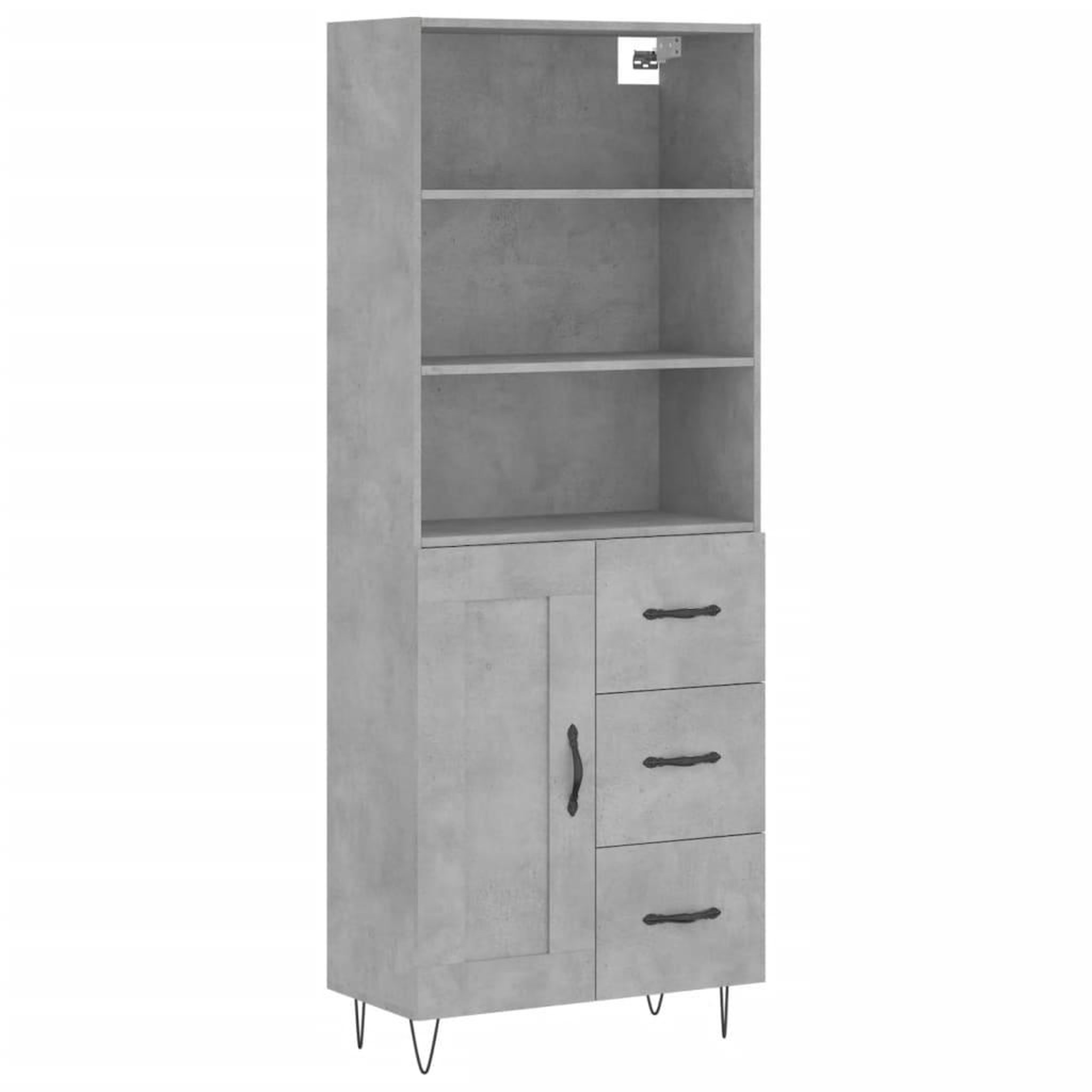 Voir la diapositive 2 : VIDAXL Buffet haut Gris beton 69,5x34x180 cm Bois d'ingenierie