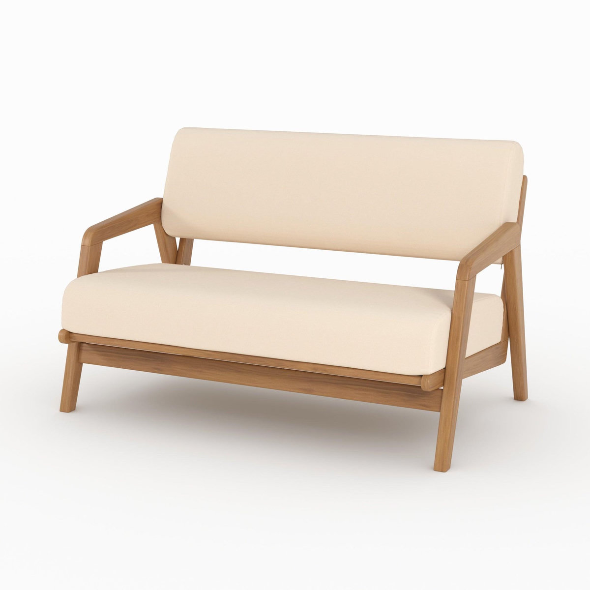 Rendez vous déco Canapé de jardin en bois d'acacia, tissu beige clair 2 places-Siargao