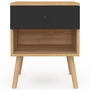 Voir la diapositive 3 : ID MARKET Lot de 2 tables de chevet EMMIE scandinaves 1 tiroir avec niche hêtre et noir