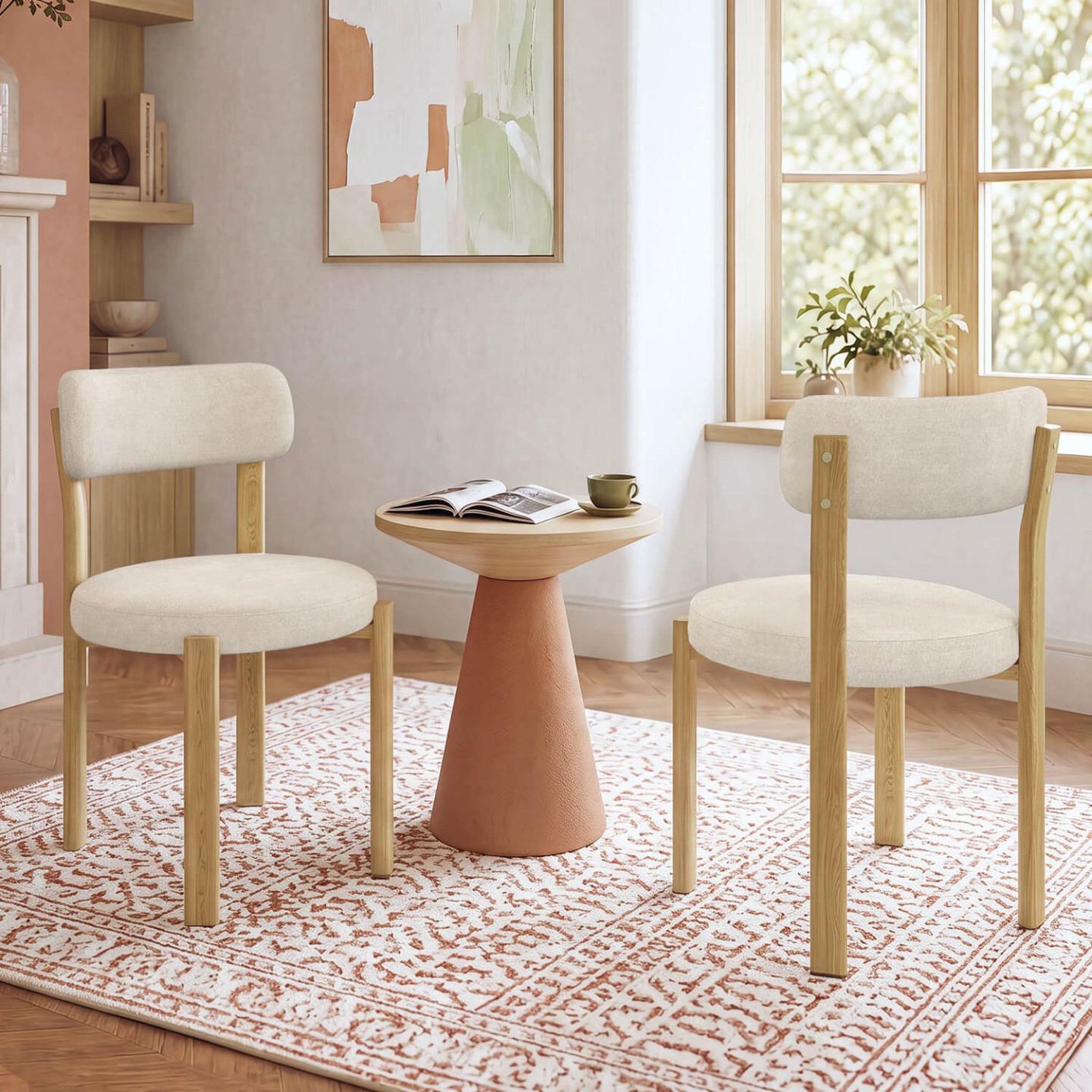 Voir la diapositive 6 : ID MARKET Lot de 4 chaises nella en tissu chenille beige pour salle à manger