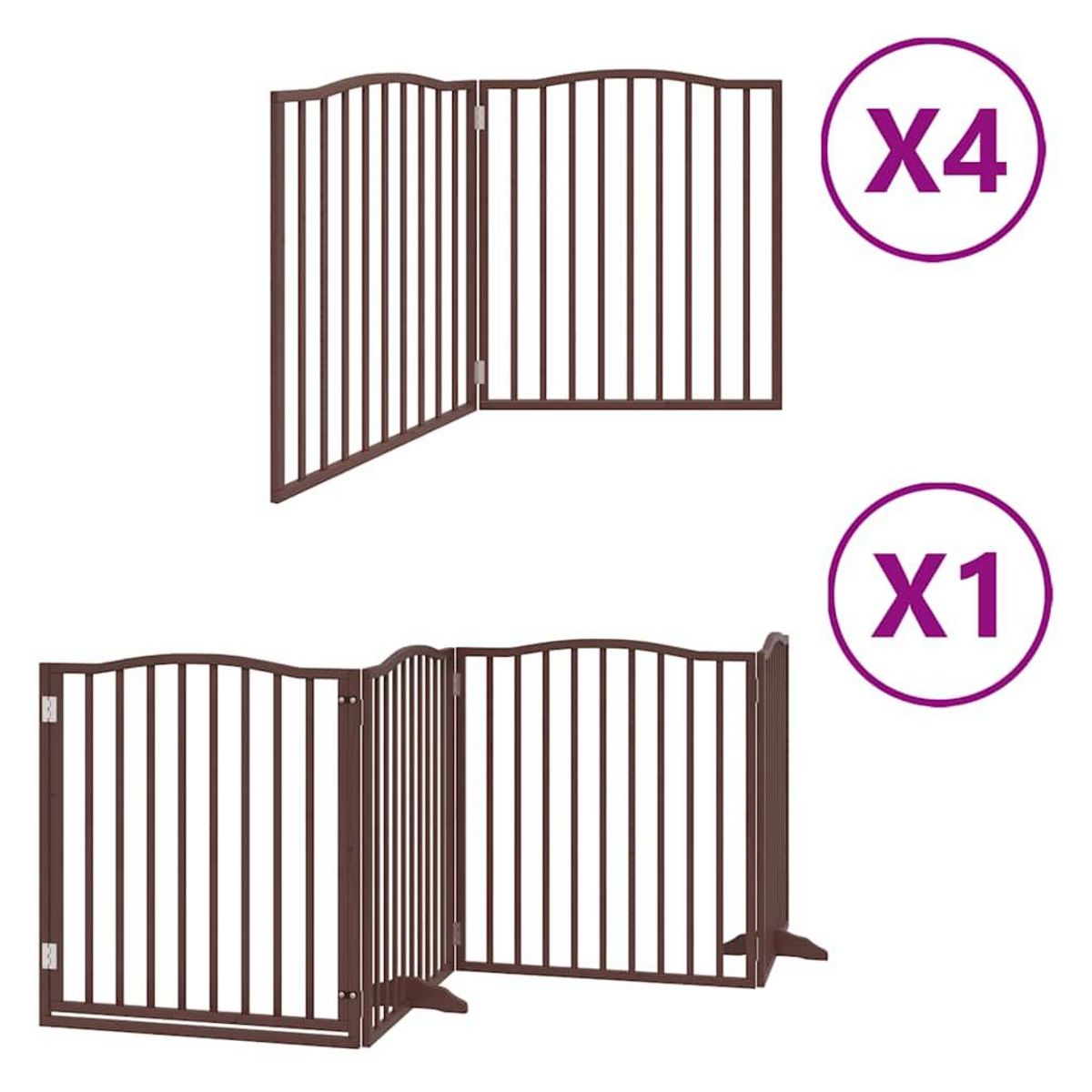 VIDAXL Barriere pour chien porte pliable 12 panneaux bois de peuplier