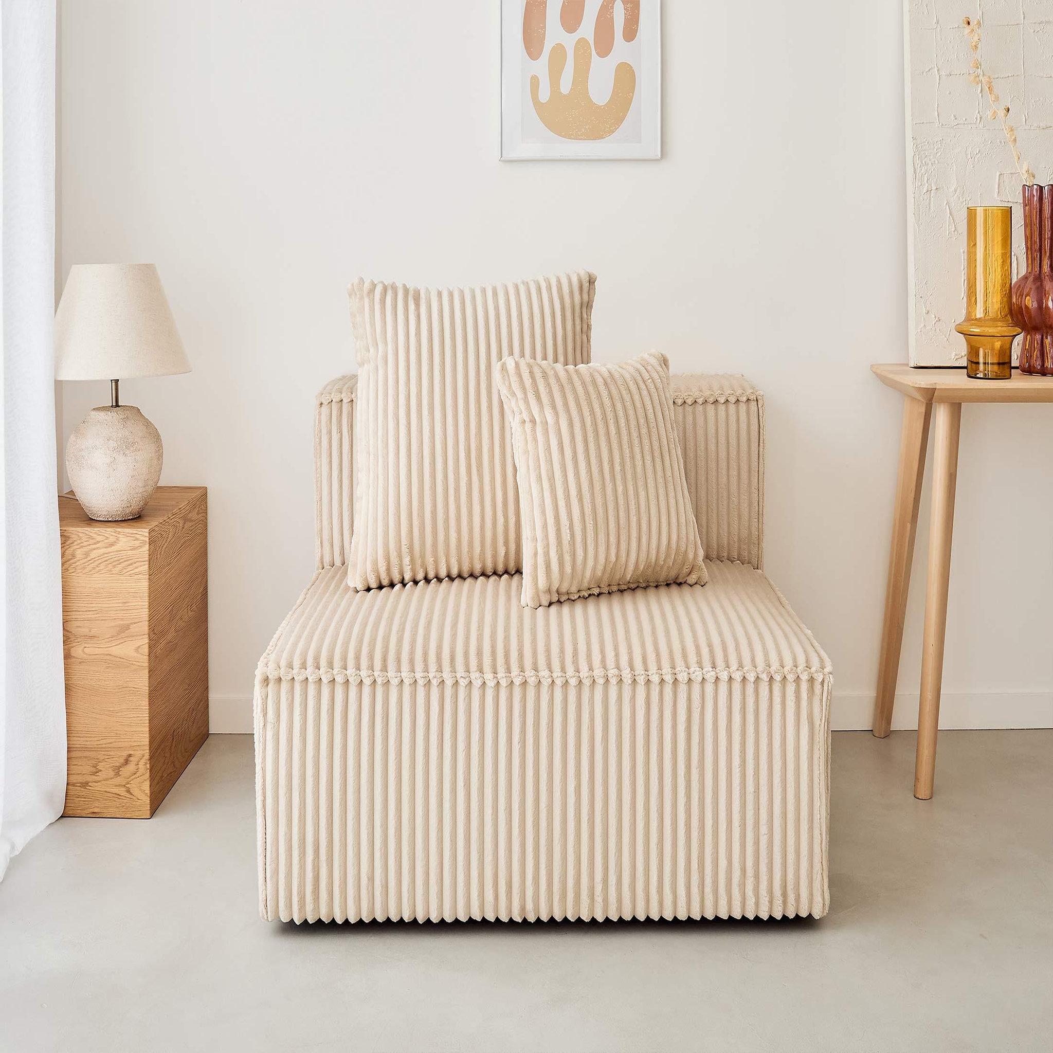 Voir la diapositive 2 : LISA DESIGN Colombine - module d'assise - en velours côtelé grosses côtes